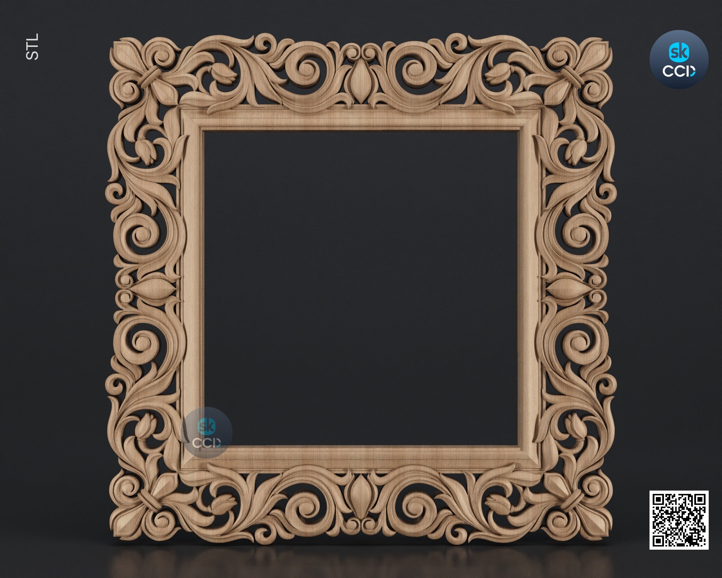 Carved Frame STL 3D Model, Carvign Frame, CNC Router Carving ArtCAM File, CNC files, Wood, Art, Wall Decor SKWF10170