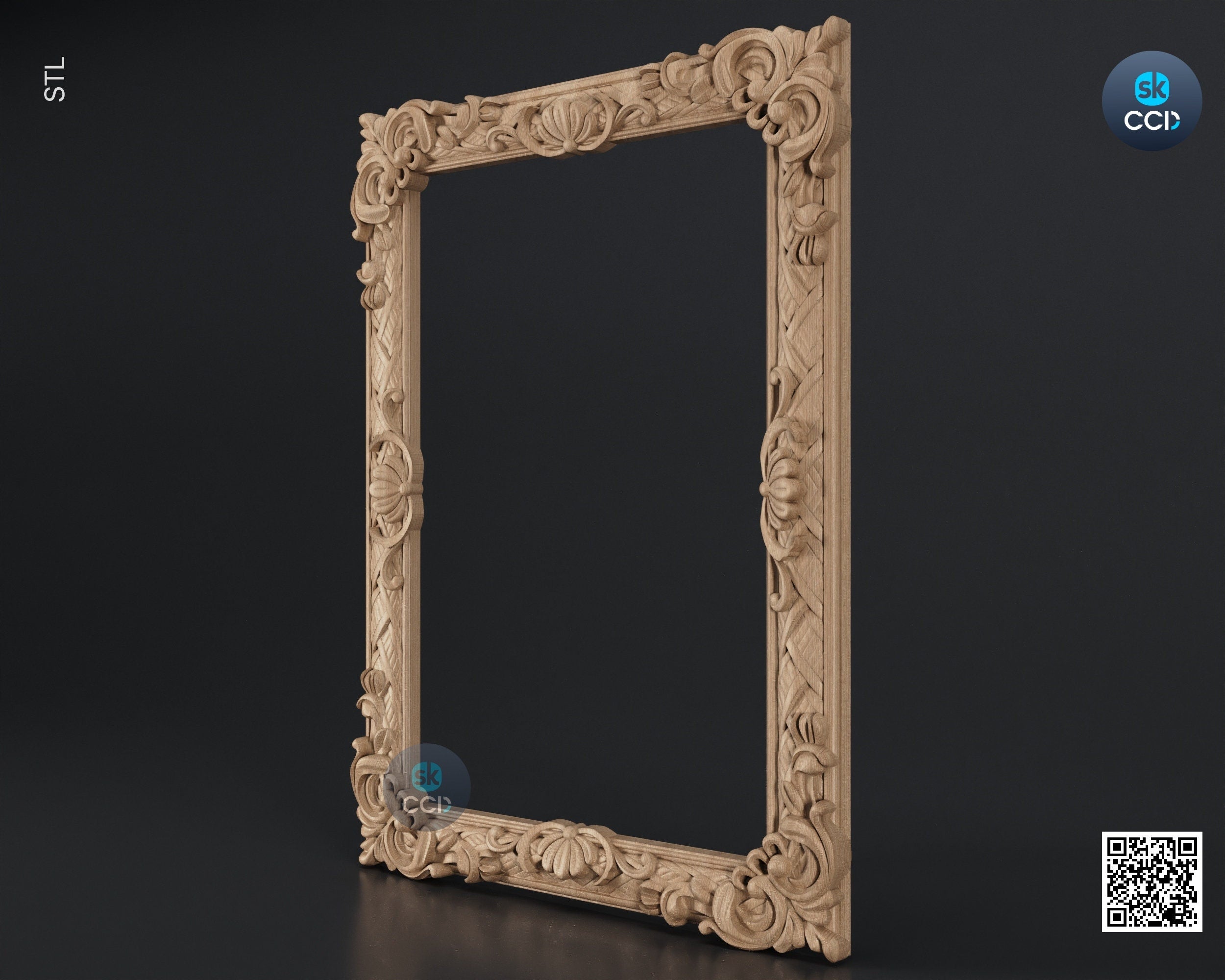 Carved Frame STL 3D Model, Carvign Frame, CNC Router Carving ArtCAM File, CNC files, Wood, Art, Wall Decor SKWF10241