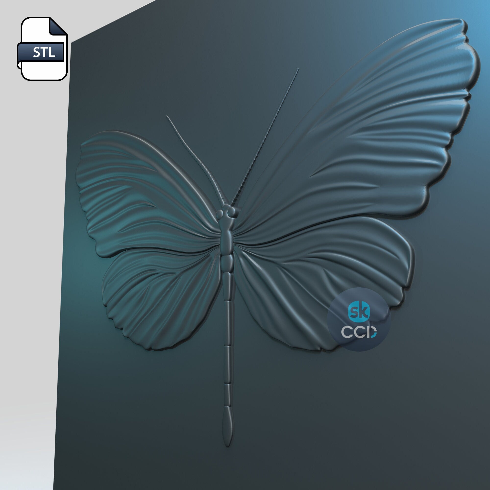 Butterfly | Wood Carving Art | Digital Files | Carving |  Instant Download for CNC | 3D Model | 3D Printed Wall Art