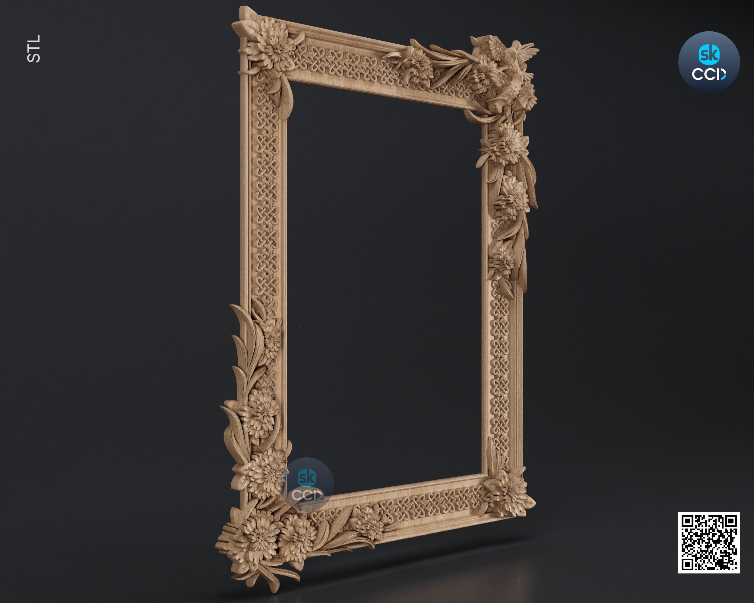 Carved Frame STL 3D Model, Carvign Frame, CNC Router Carving ArtCAM File, CNC files, Wood, Art, Wall Decor SKWF10111