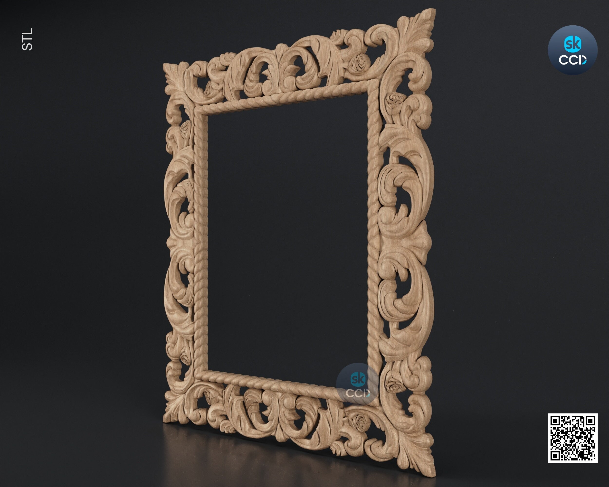 Carved Frame STL 3D Model, Carvign Frame, CNC Router Carving ArtCAM File, CNC files, Wood, Art, Wall Decor SKWF10169