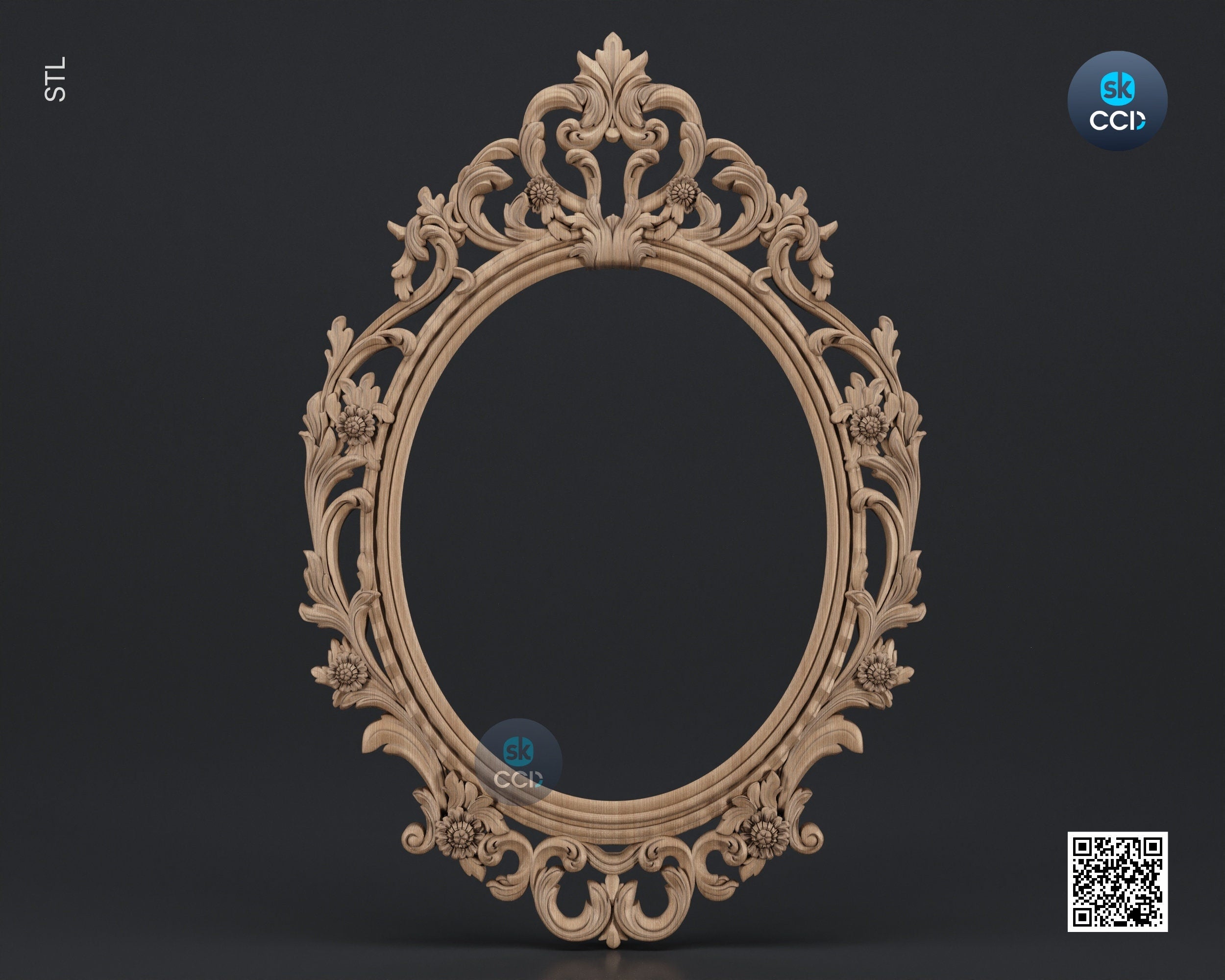 Carved Frame STL 3D Model, Carvign Frame, CNC Router Carving ArtCAM File, CNC files, Wood, Art, Wall Decor SKWF1009