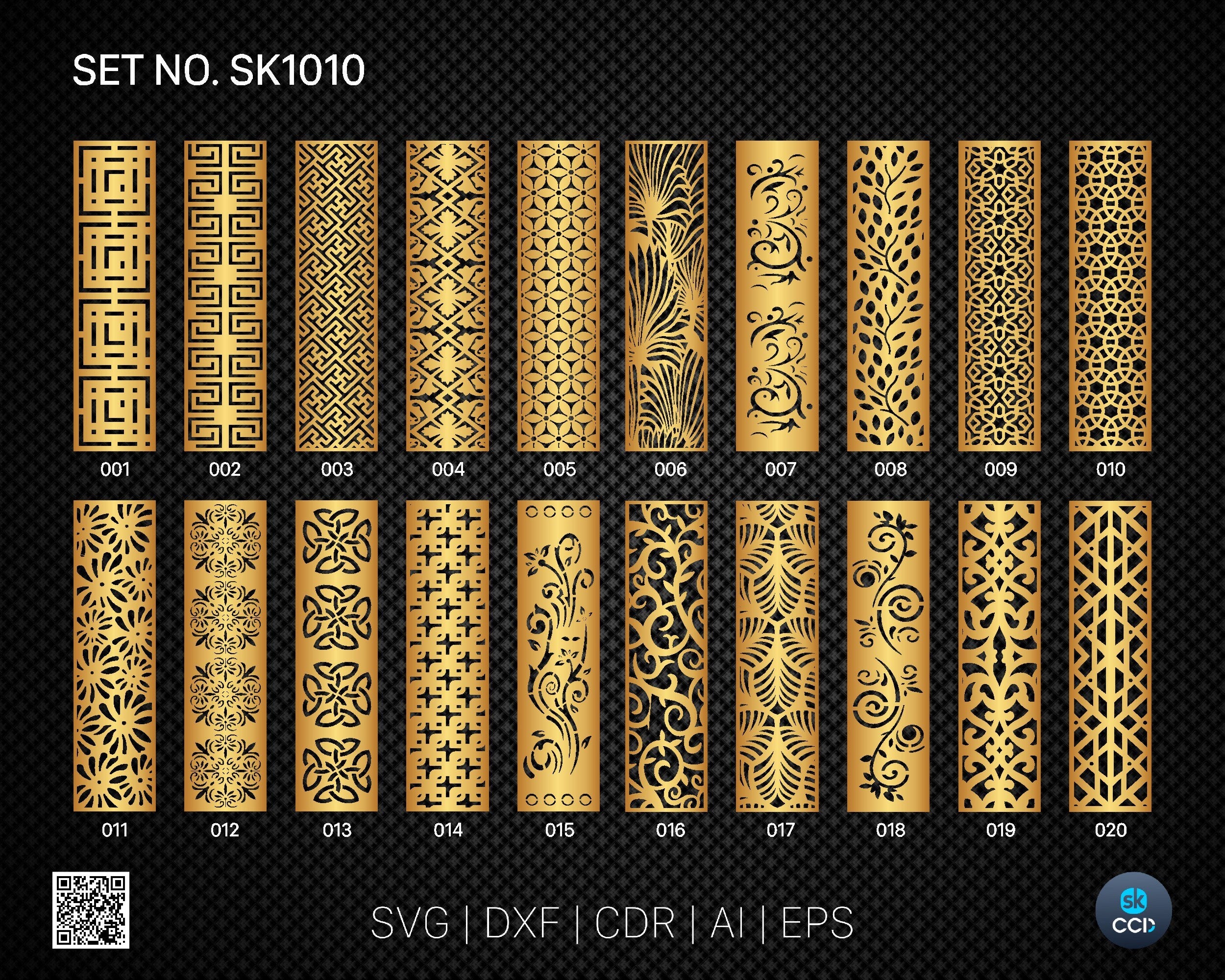 20 Decorative panel | Set SK1010 | Room Divider, Screen, Partitions, Door Panel Laser, Cnc, Plasma, Cricut File CDR, Svg, AI, Dxf, Eps