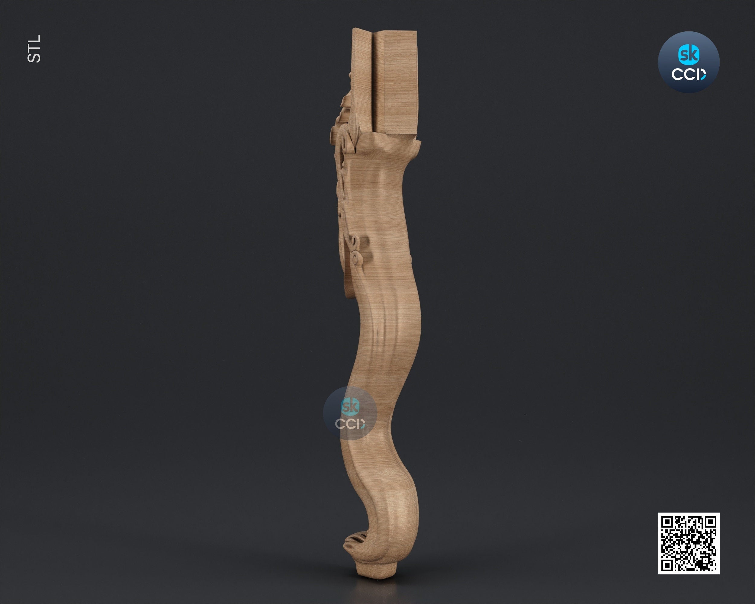 Furniture Leg 3D Model For Cnc Router, Wood Carving Digital File, Column Design, Model No. SKWL1029