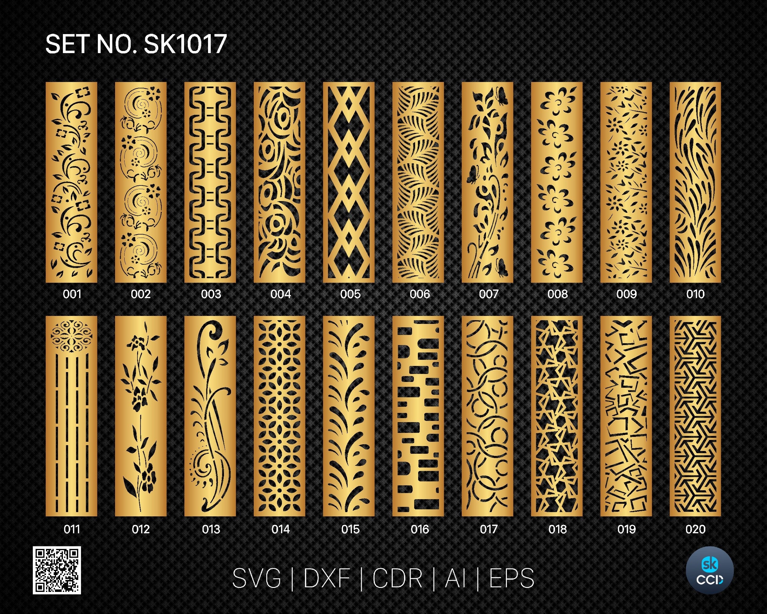 20 Decorative panel | Set SK1017 | Room Divider, Screen, Partitions, Door Panel Laser, Cnc, Plasma, Cricut File CDR, Svg, AI, Dxf, Eps