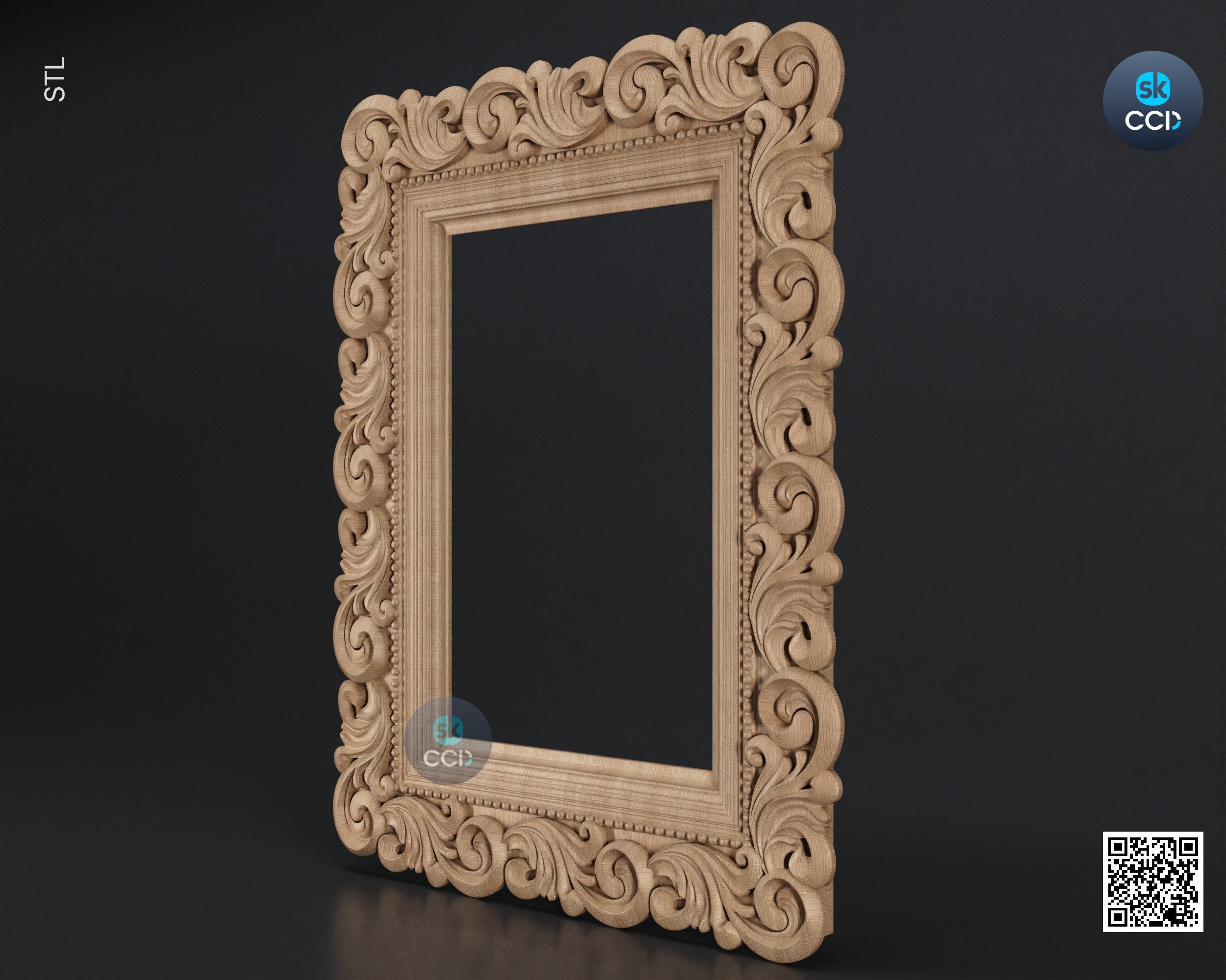 Carved Frame STL 3D Model, Carvign Frame, CNC Router Carving ArtCAM File, CNC files, Wood, Art, Wall Decor SKWF10177