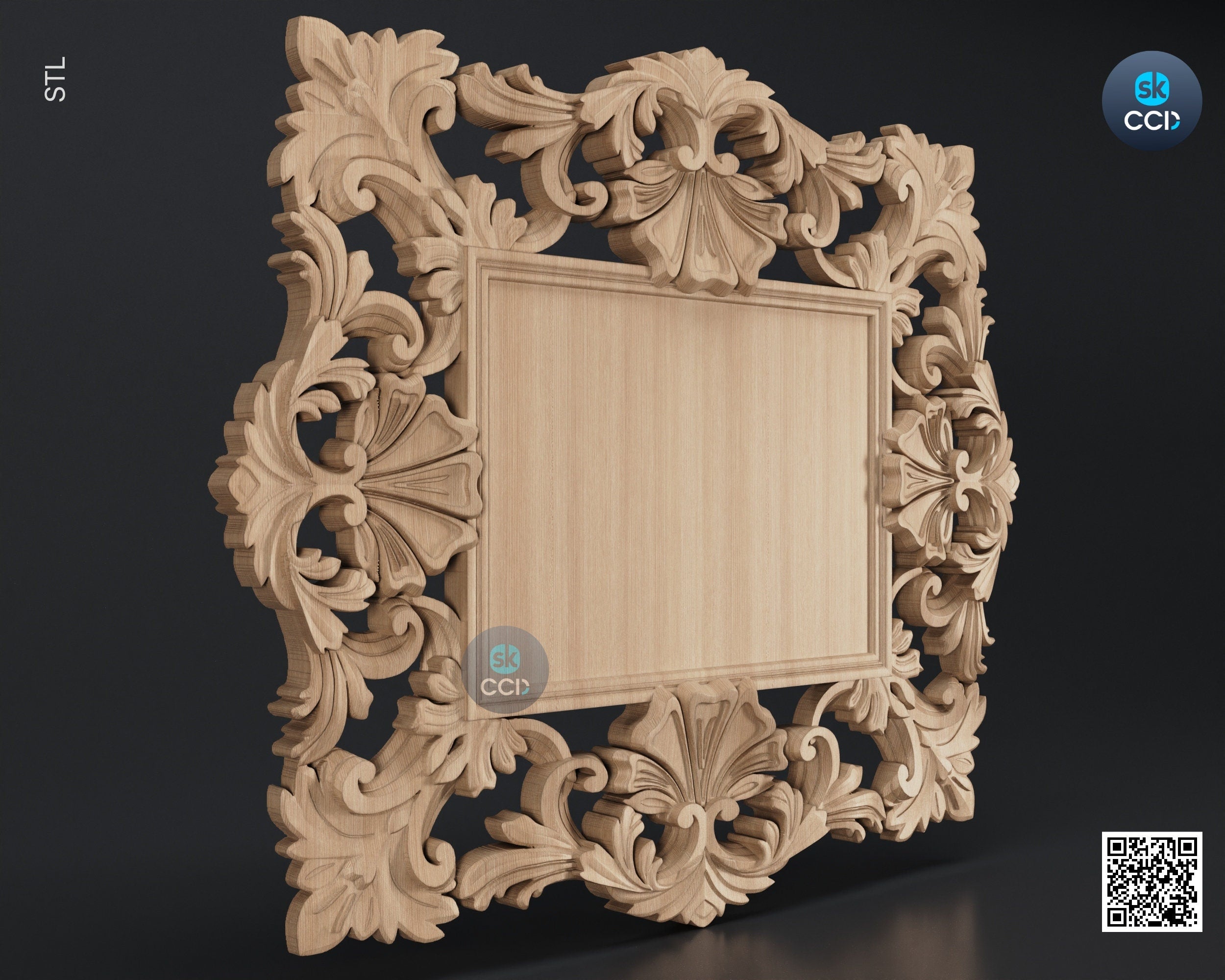 Carved Frame STL 3D Model, Carvign Frame, CNC Router Carving ArtCAM File, CNC files, Wood, Art, Wall Decor SKWF1055