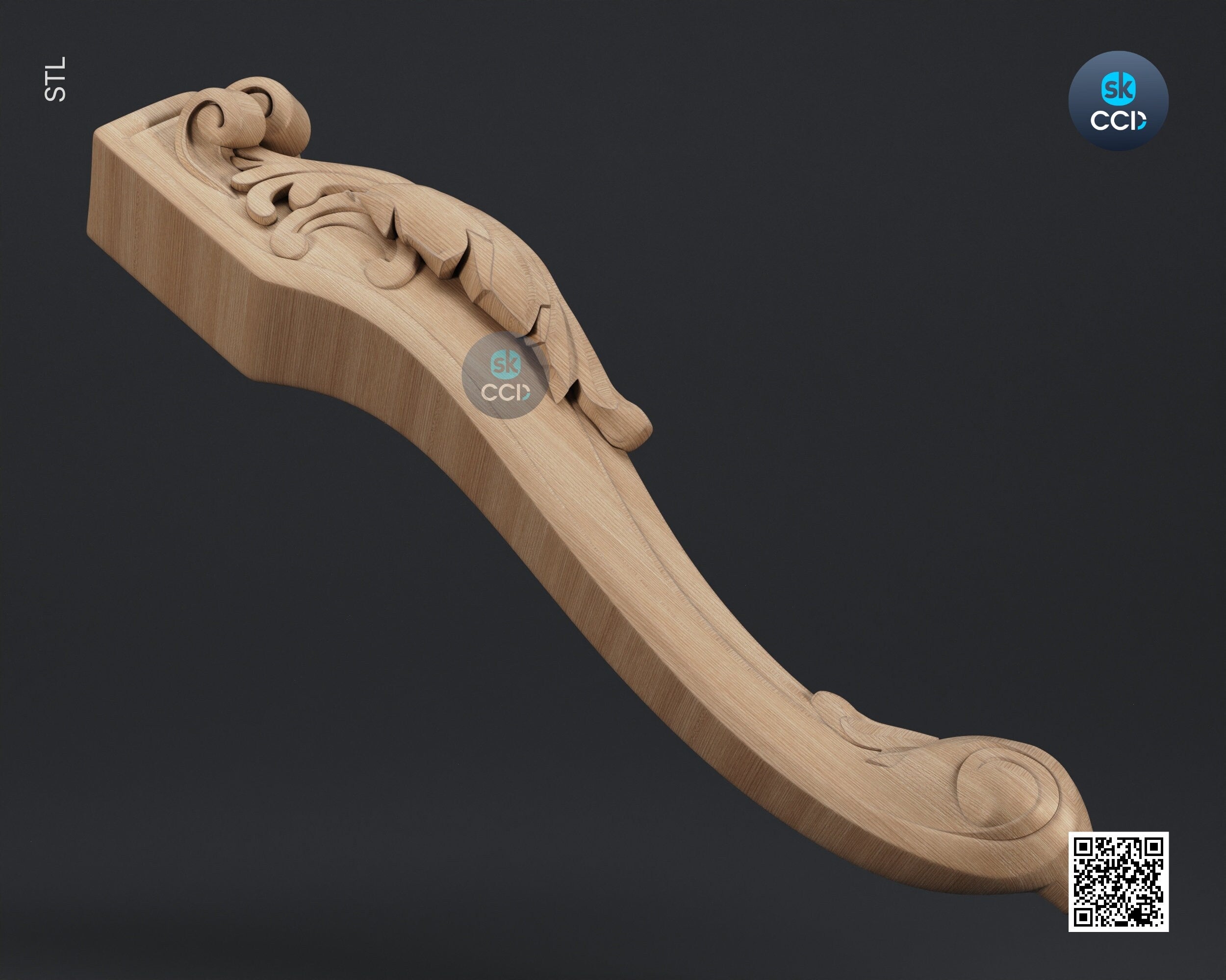 Furniture Leg 3D Model For Cnc Router, Wood Carving Digital File, Column Design, Model No. SKWL1002