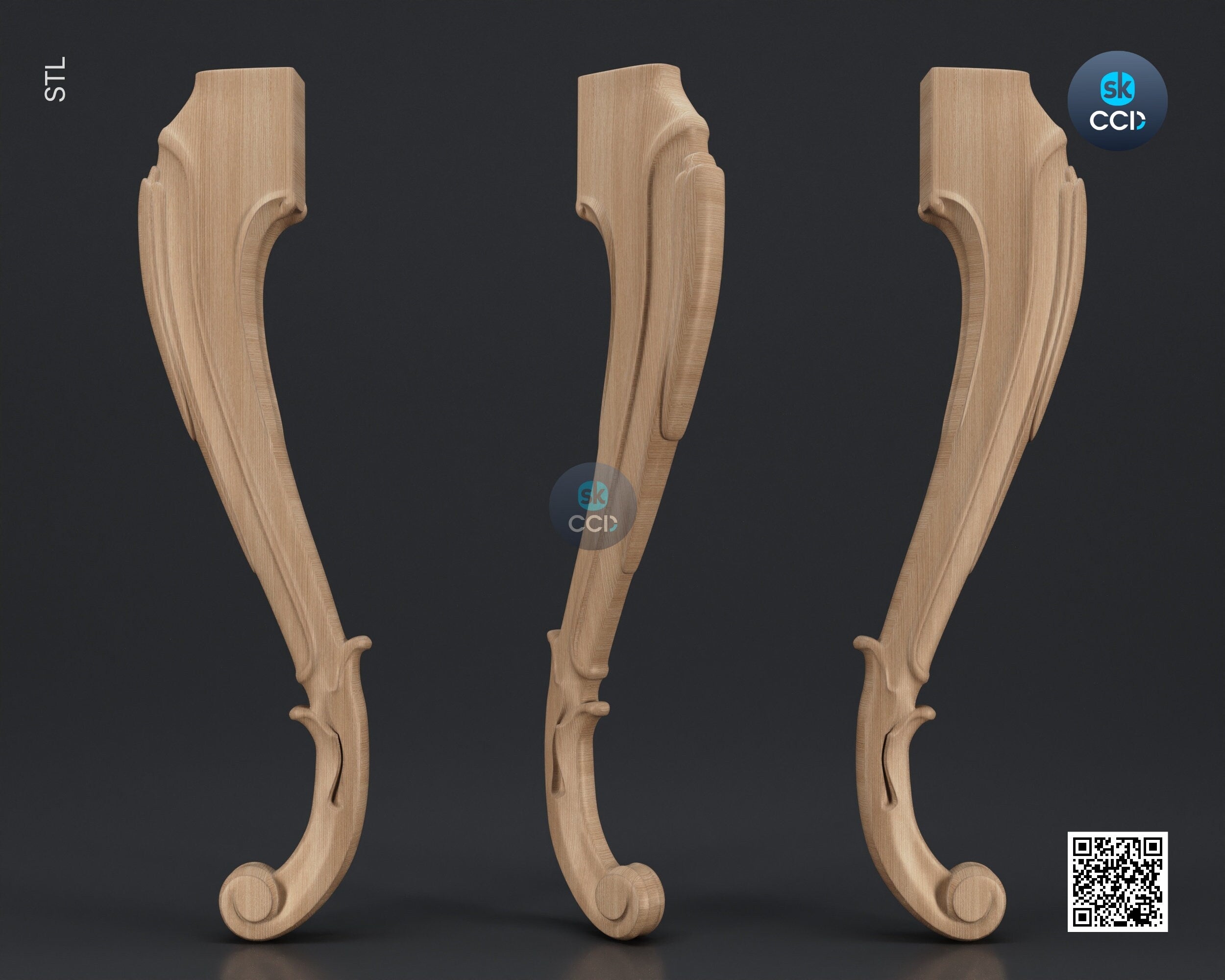 Furniture Leg 3D Model For Cnc Router, Wood Carving Digital File, Column Design, Model No. SKWL1026