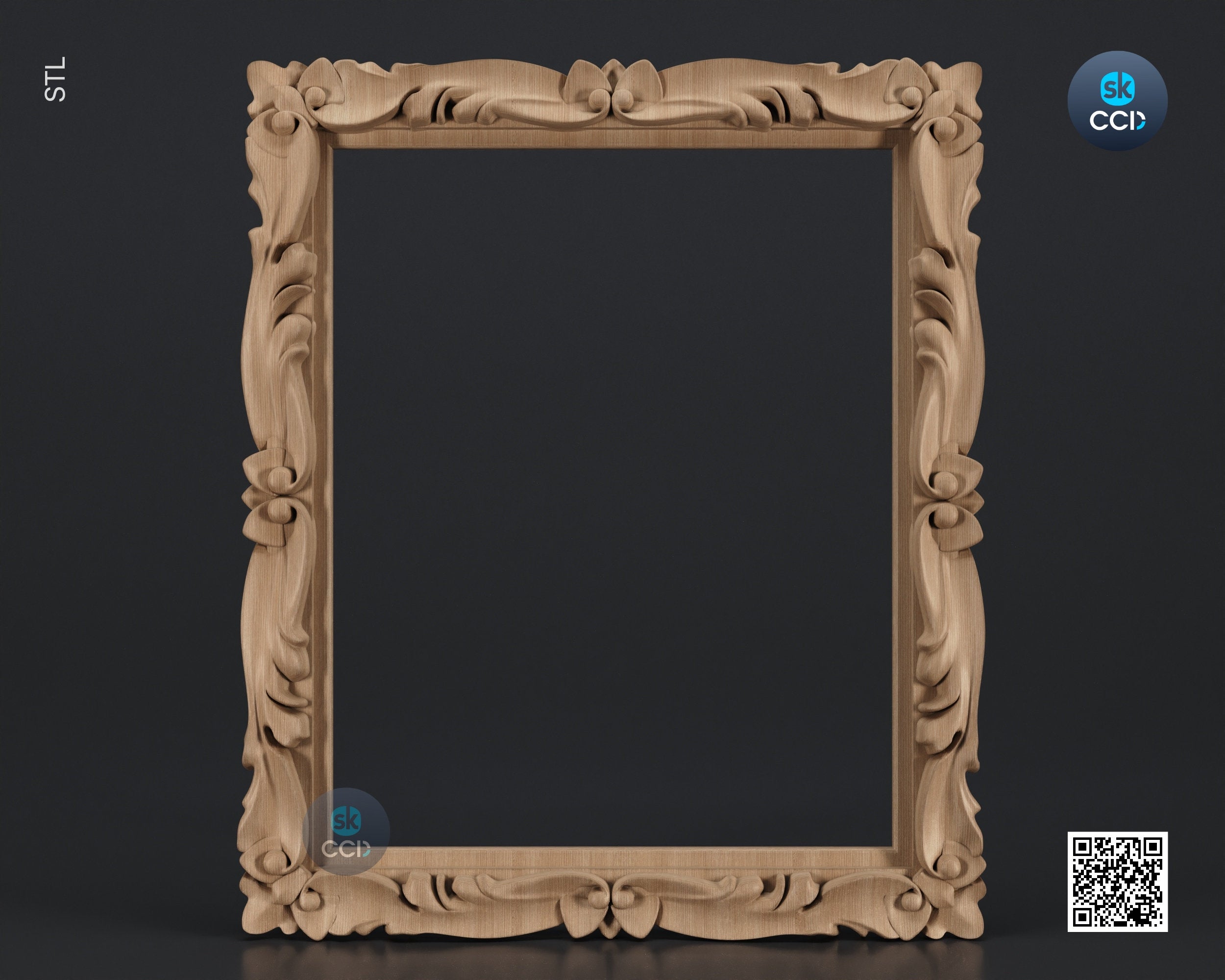 Carved Frame STL 3D Model, Carvign Frame, CNC Router Carving ArtCAM File, CNC files, Wood, Art, Wall Decor SKWF1033