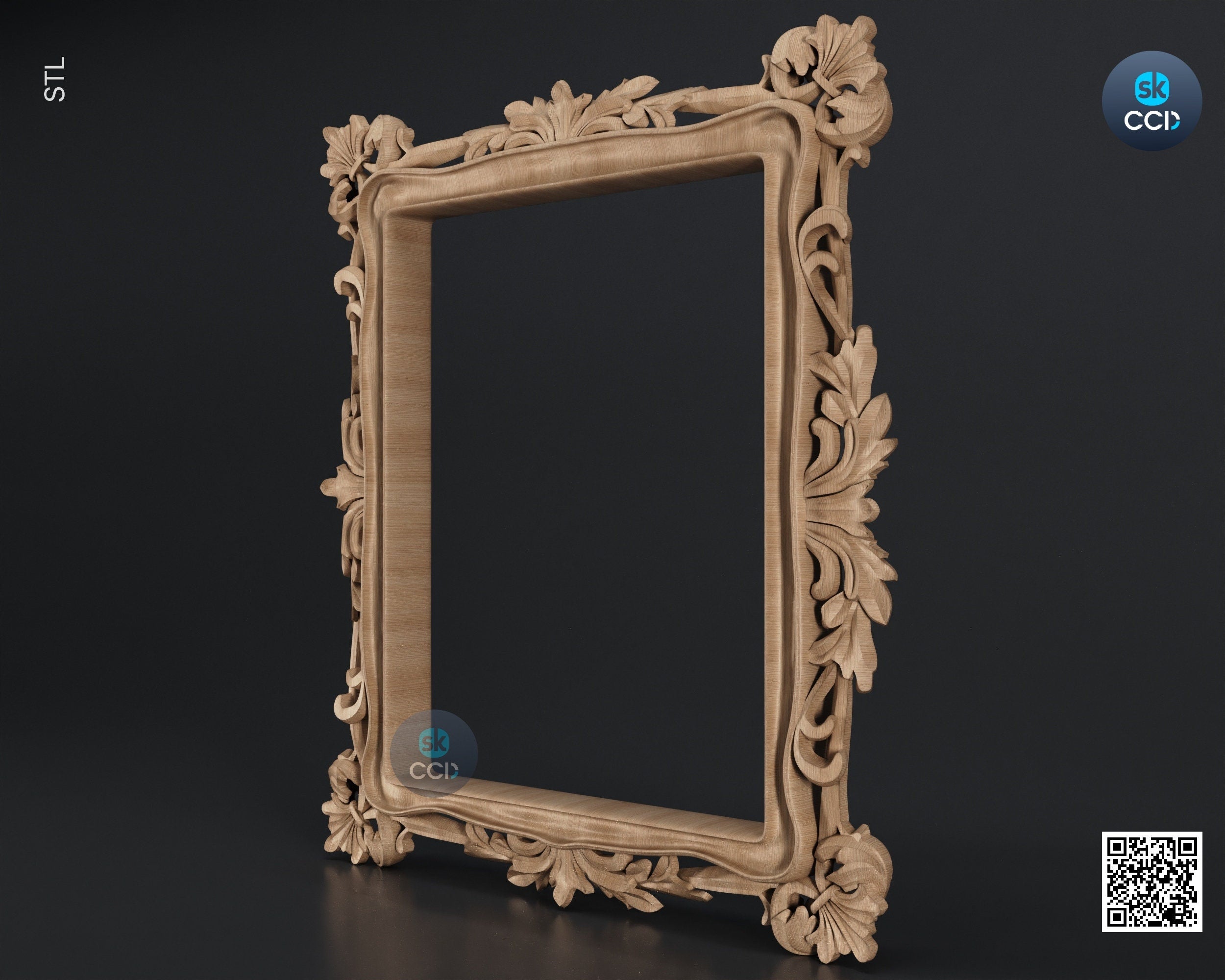 Carved Frame STL 3D Model, Carvign Frame, CNC Router Carving ArtCAM File, CNC files, Wood, Art, Wall Decor SKWF10183