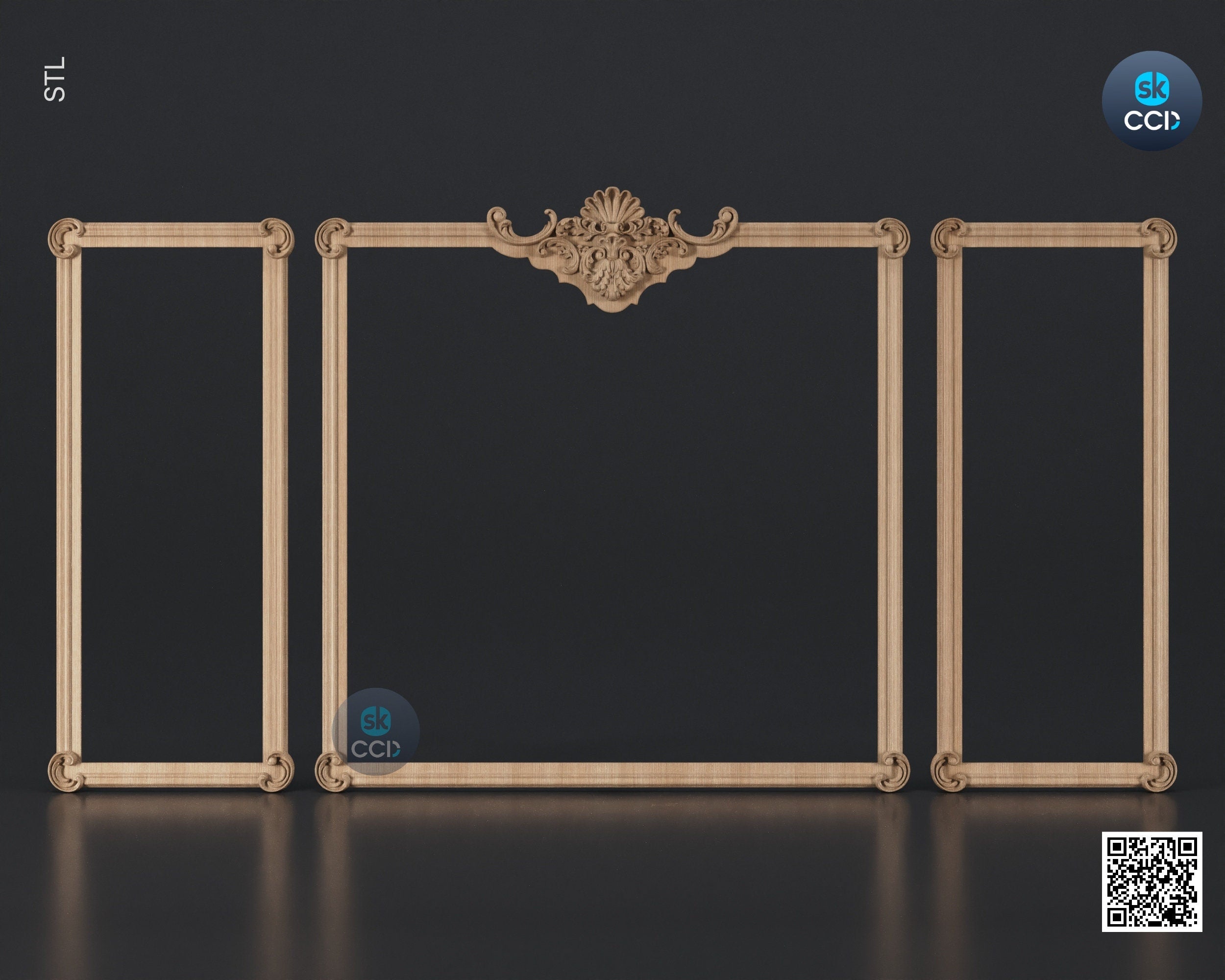 Carved Frame STL 3D Model, Carvign Frame, CNC Router Carving ArtCAM File, CNC files, Wood, Art, Wall Decor SKWF10217