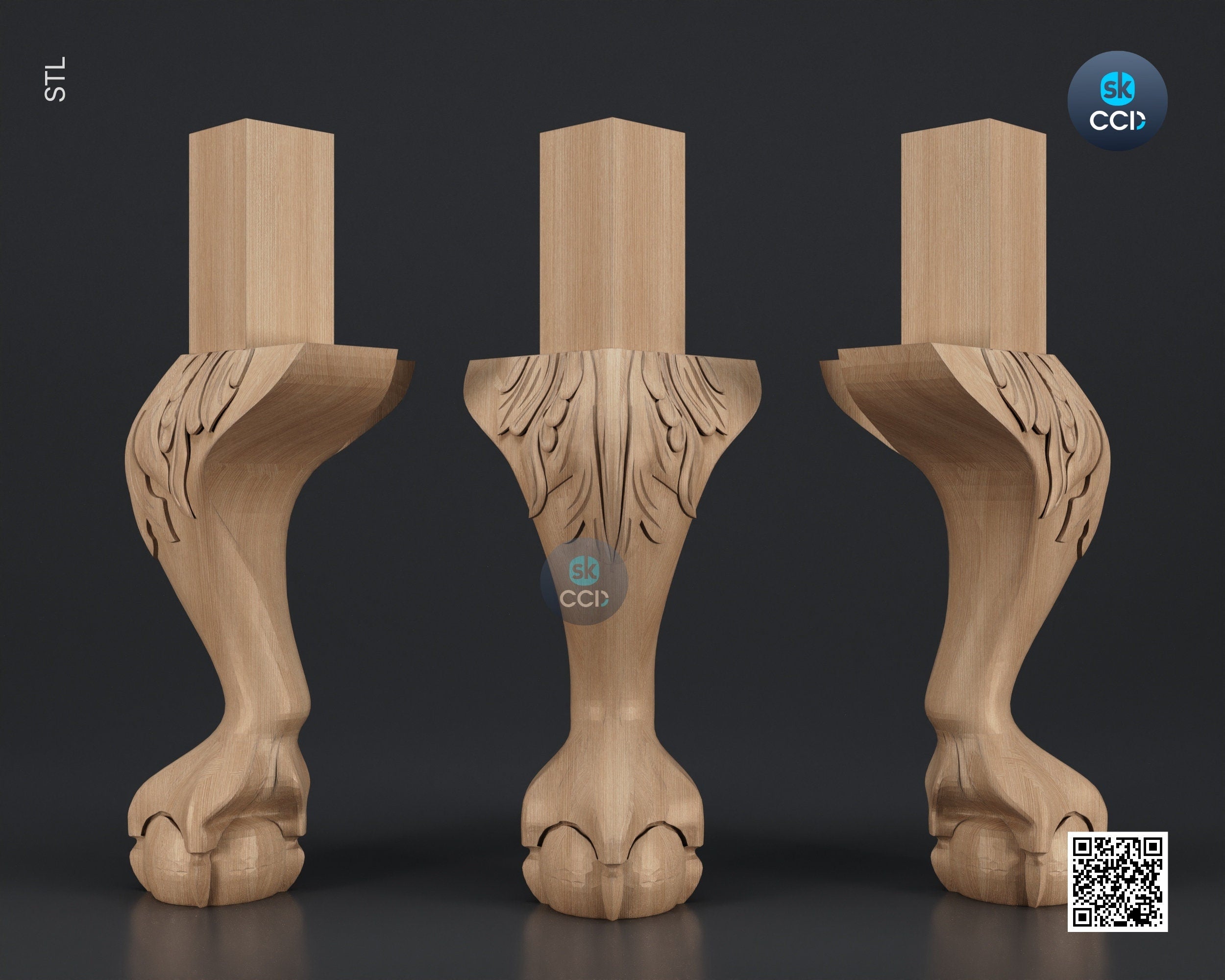 Furniture Leg 3D Model For Cnc Router, Wood Carving Digital File, Column Design, Model No. SKWL1008