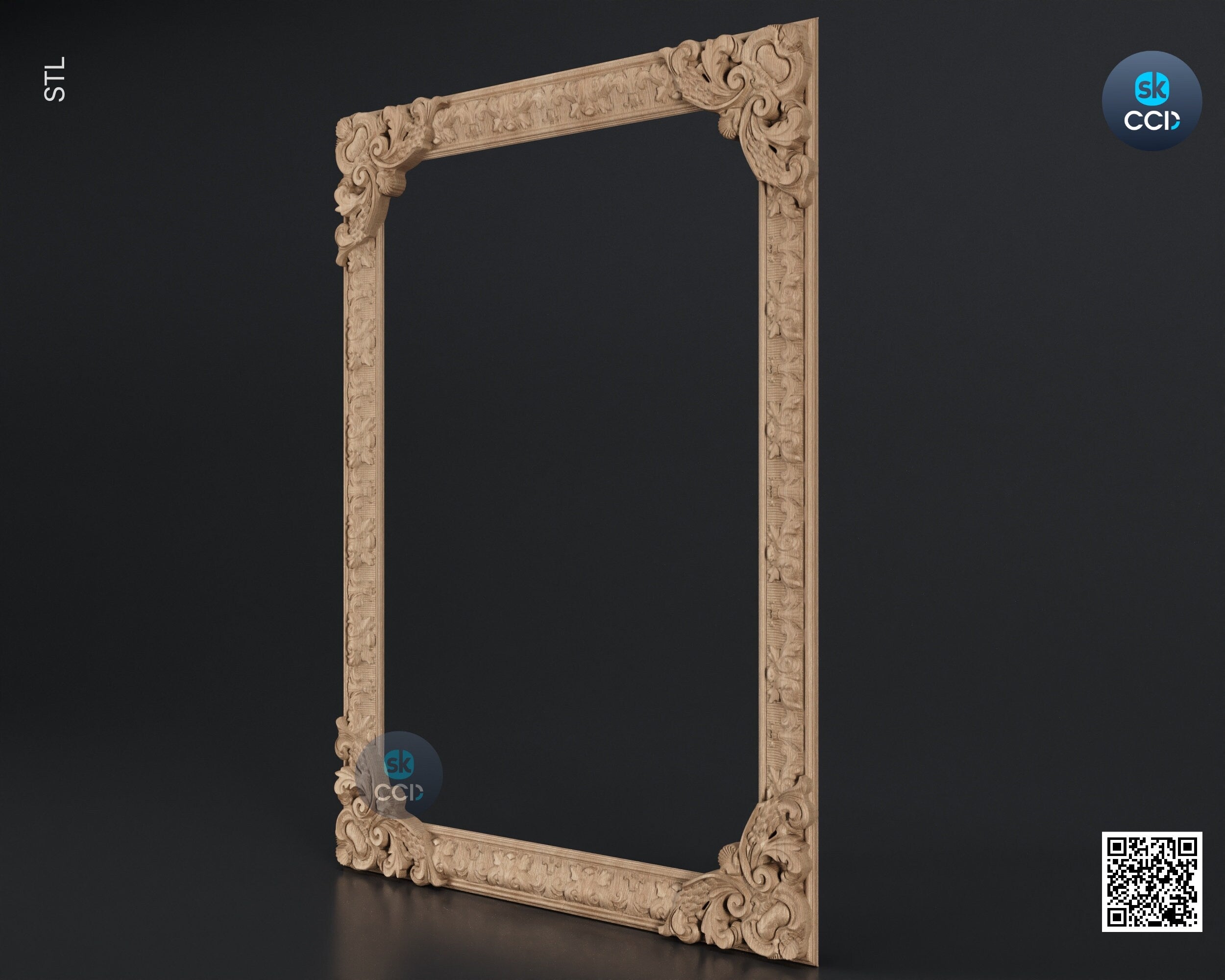 Carved Frame STL 3D Model, Carvign Frame, CNC Router Carving ArtCAM File, CNC files, Wood, Art, Wall Decor SKWF10191