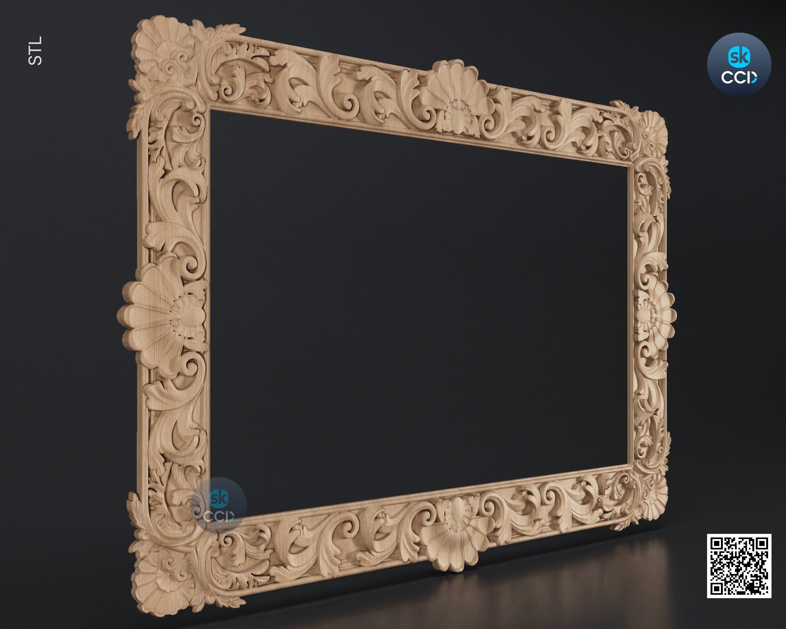 Carved Frame STL 3D Model, Carvign Frame, CNC Router Carving ArtCAM File, CNC files, Wood, Art, Wall Decor SKWF10197