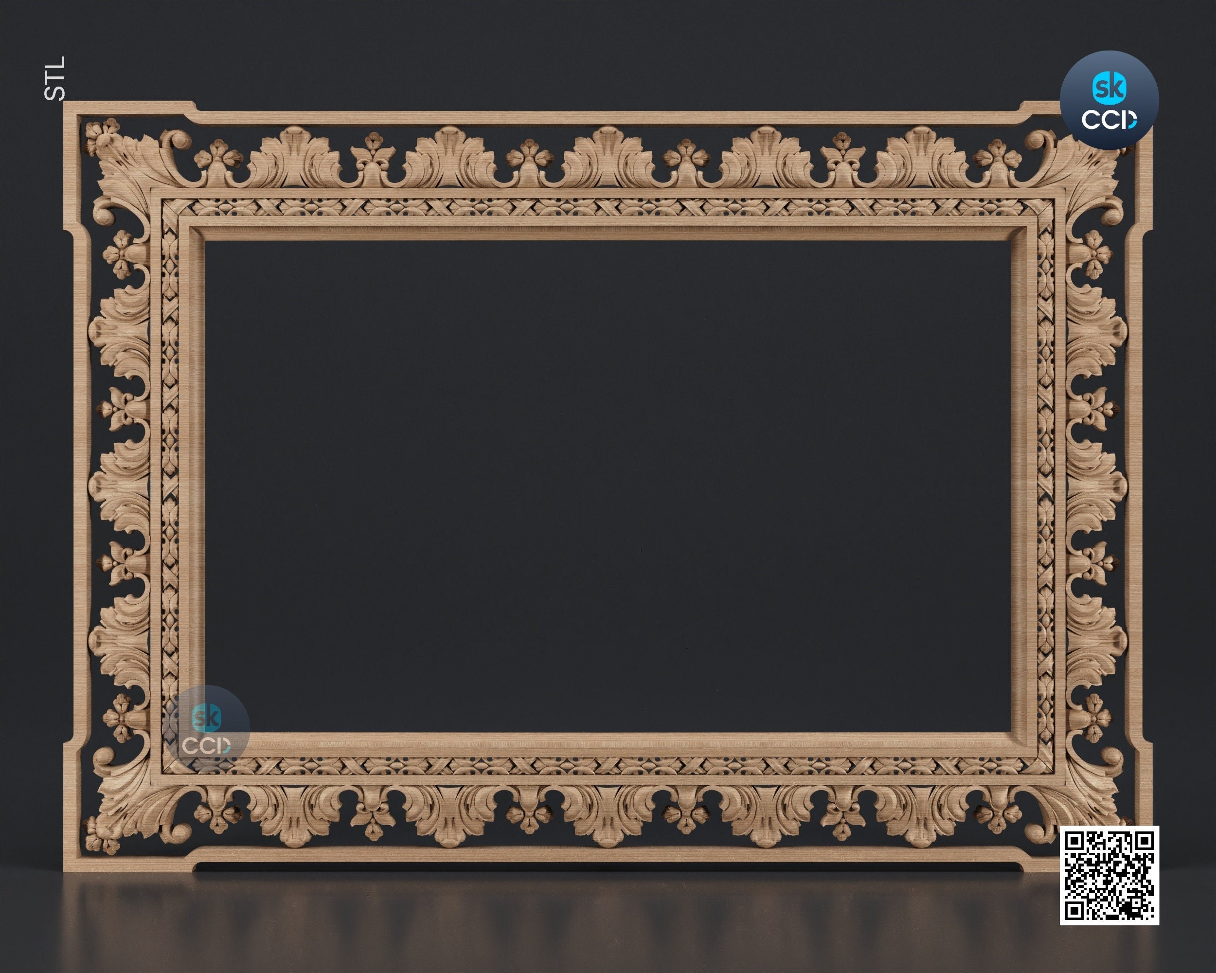 Carved Frame STL 3D Model, Carvign Frame, CNC Router Carving ArtCAM File, CNC files, Wood, Art, Wall Decor SKWF1001