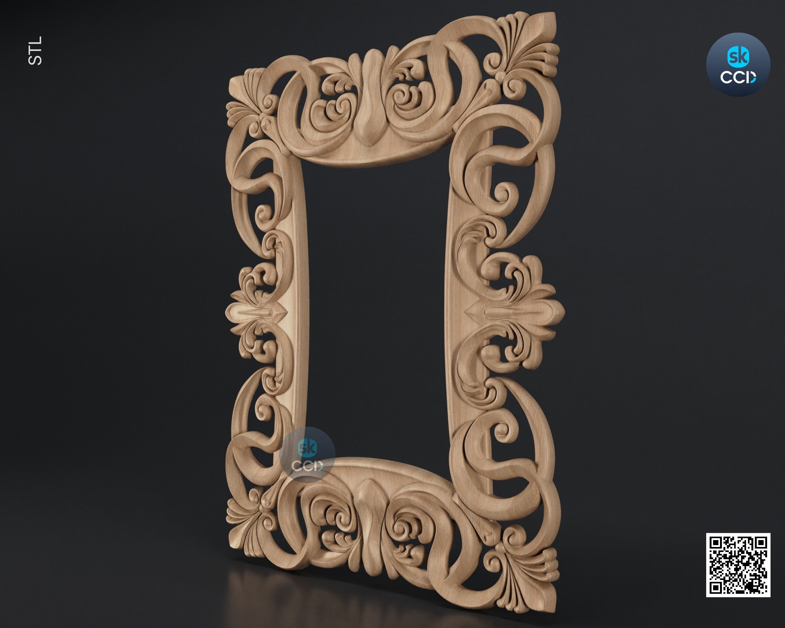 Carved Frame STL 3D Model, Carvign Frame, CNC Router Carving ArtCAM File, CNC files, Wood, Art, Wall Decor SKWF10243