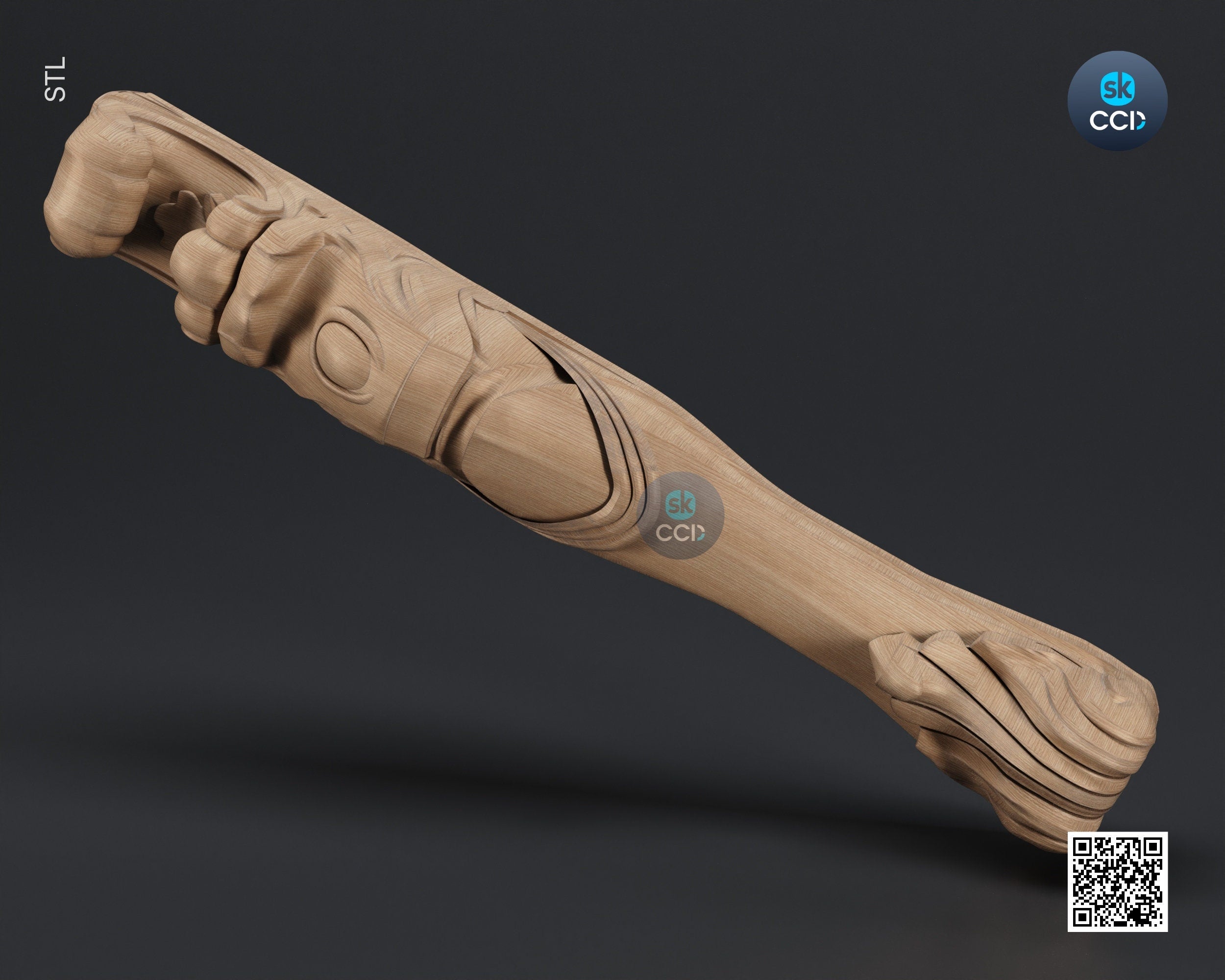 Furniture Leg 3D Model For Cnc Router, Wood Carving Digital File, Column Design, Model No. SKWL1019