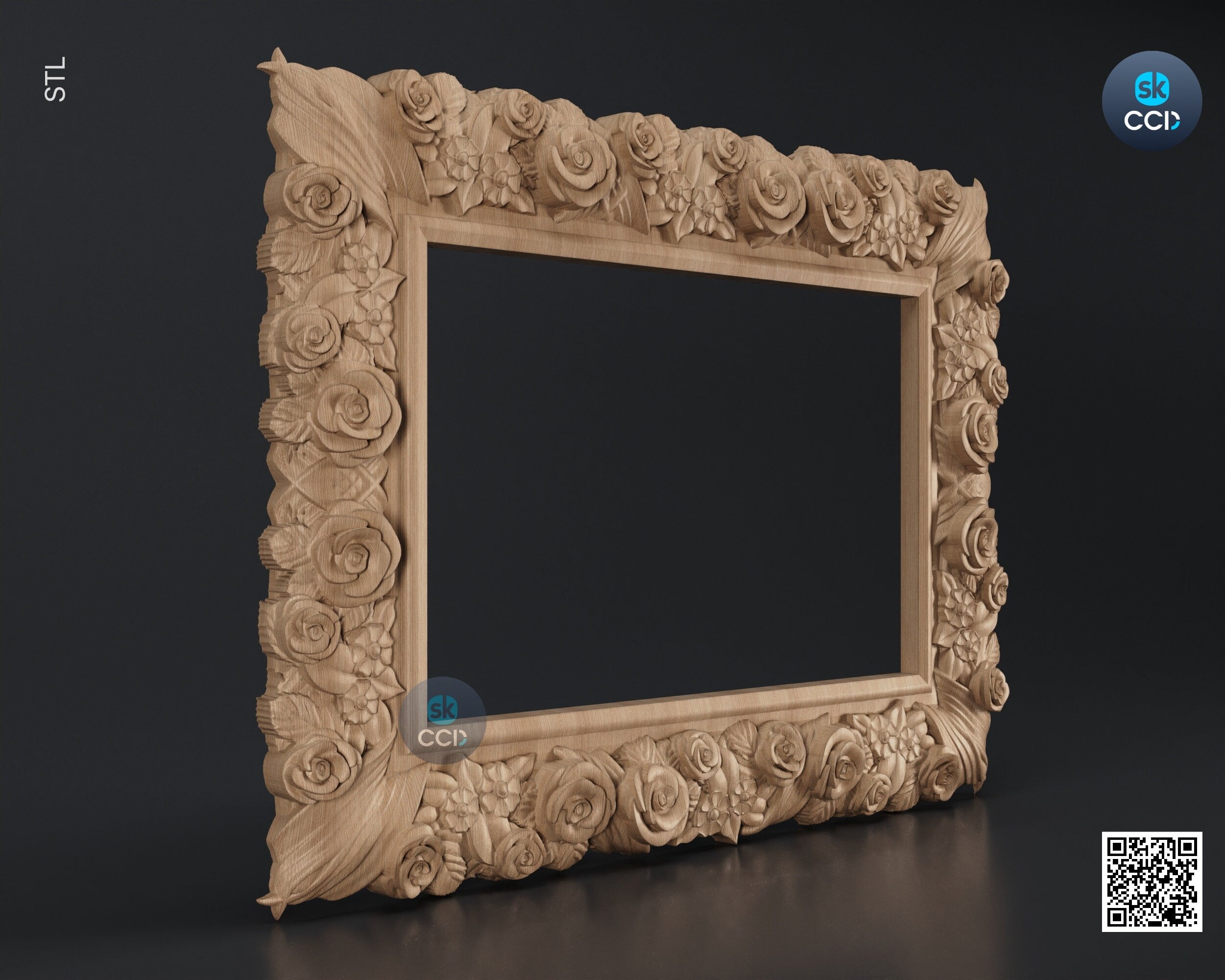 Carved Frame STL 3D Model, Carvign Frame, CNC Router Carving ArtCAM File, CNC files, Wood, Art, Wall Decor SKWF1061