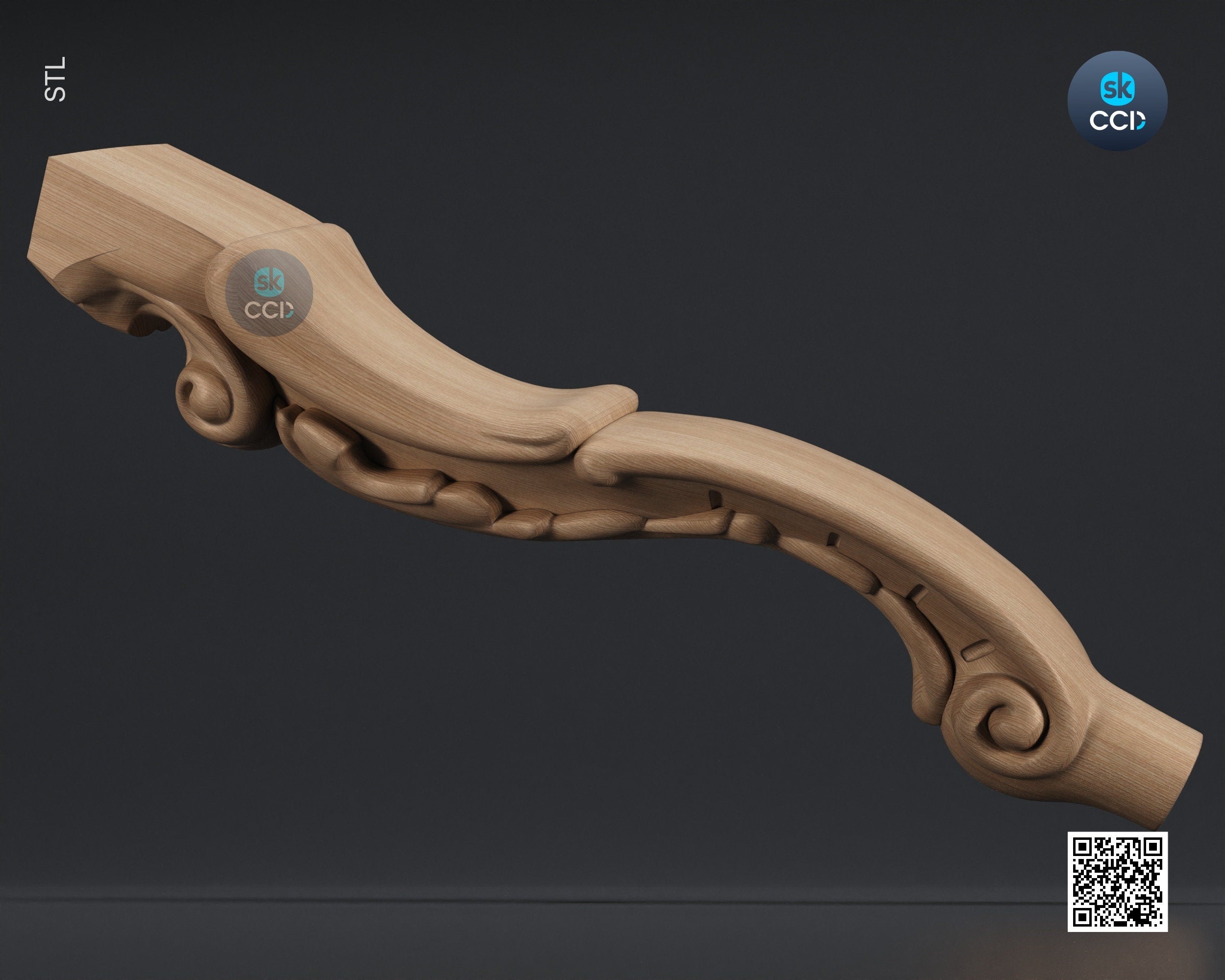 Furniture Leg 3D Model For Cnc Router, Wood Carving Digital File, Column Design, Model No. SKWL1012