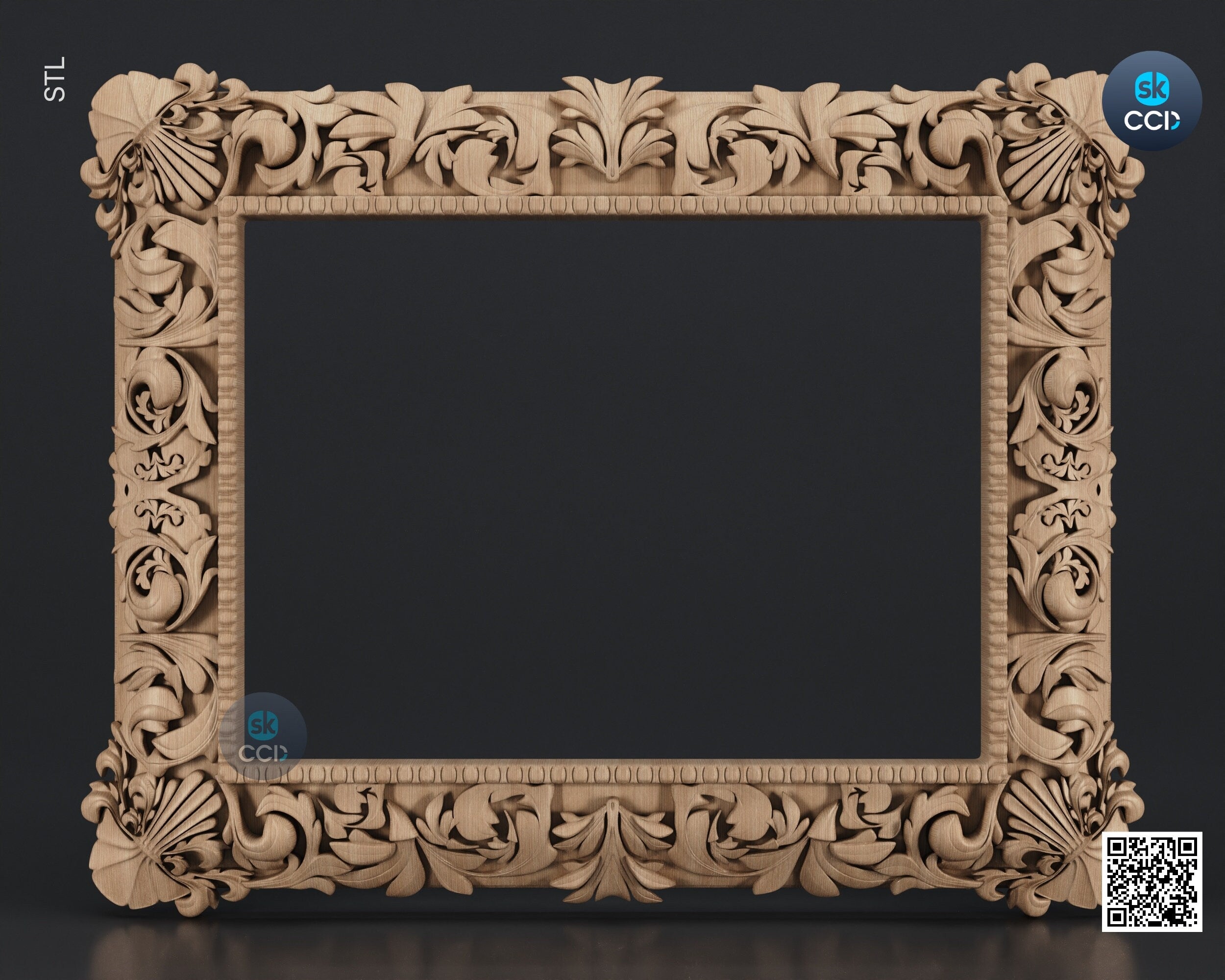 Carved Frame STL 3D Model, Carvign Frame, CNC Router Carving ArtCAM File, CNC files, Wood, Art, Wall Decor SKWF1099