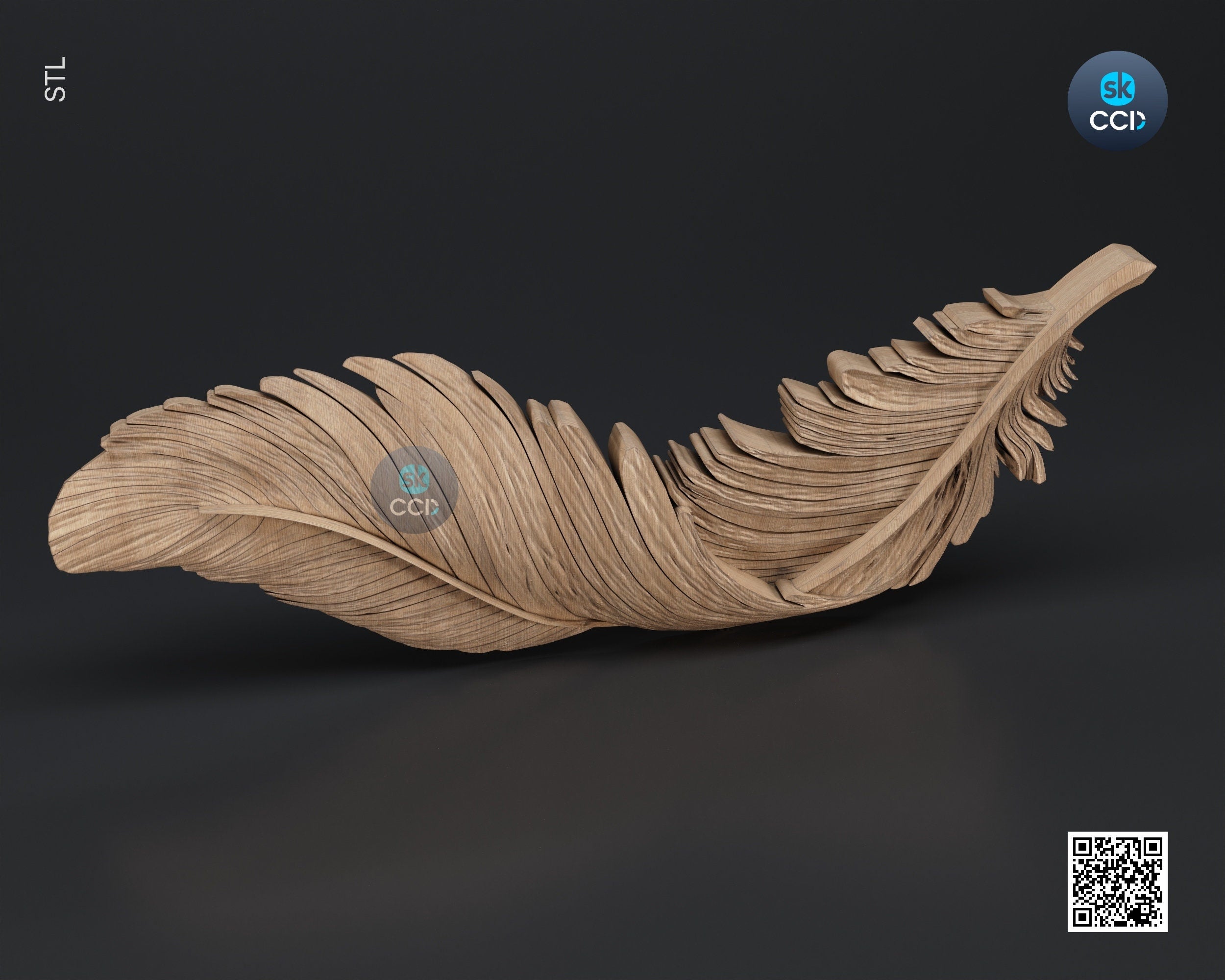 Wood Wall Art, Feather STL Model, CNC Router Carving ArtCAM File, Wall Sculpture, Wood Carving, 3D Model