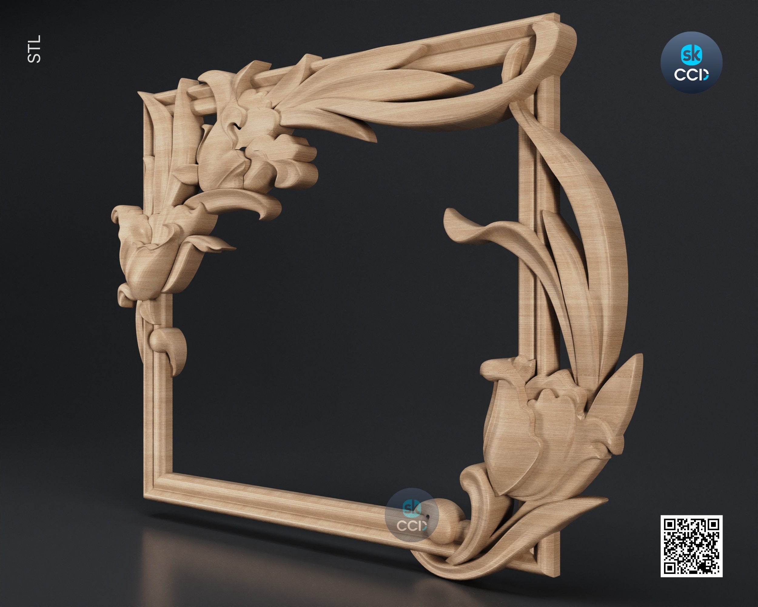 Carved Frame STL 3D Model, Carvign Frame, CNC Router Carving ArtCAM File, CNC files, Wood, Art, Wall Decor SKWF1019