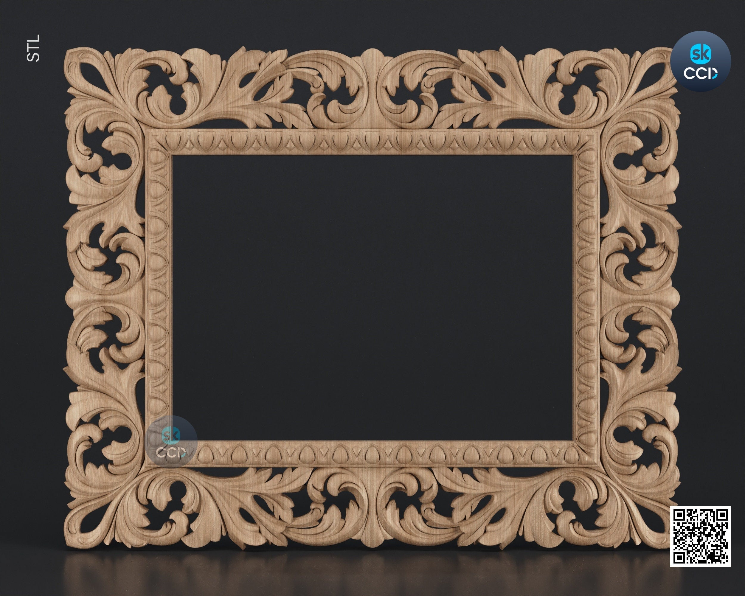 Carved Frame STL 3D Model, Carvign Frame, CNC Router Carving ArtCAM File, CNC files, Wood, Art, Wall Decor SKWF10145