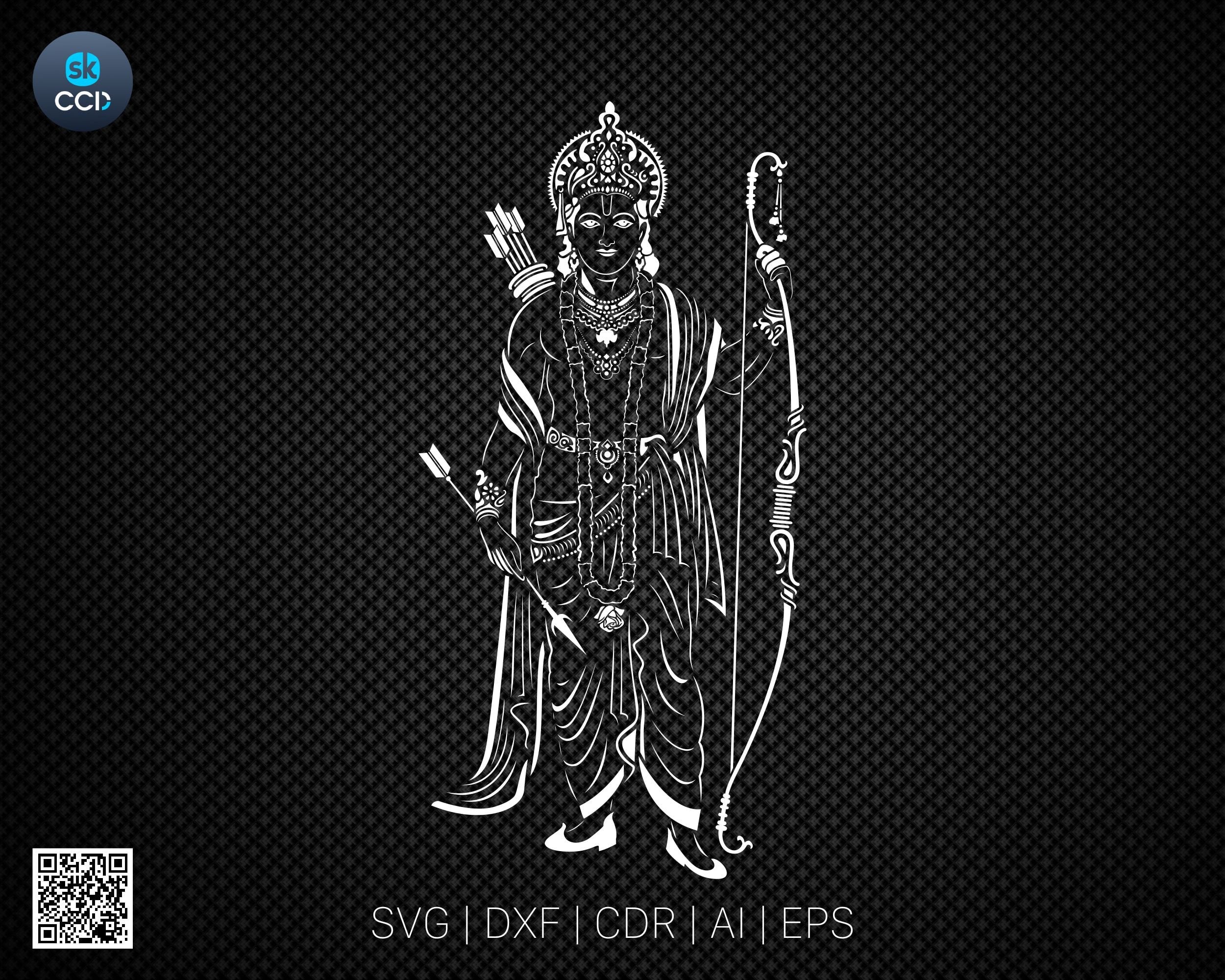 Lord Ram Vector for laser cut, cnc, digital files CDR, dxf, eps, svg, ai, SVG, Instant Download File