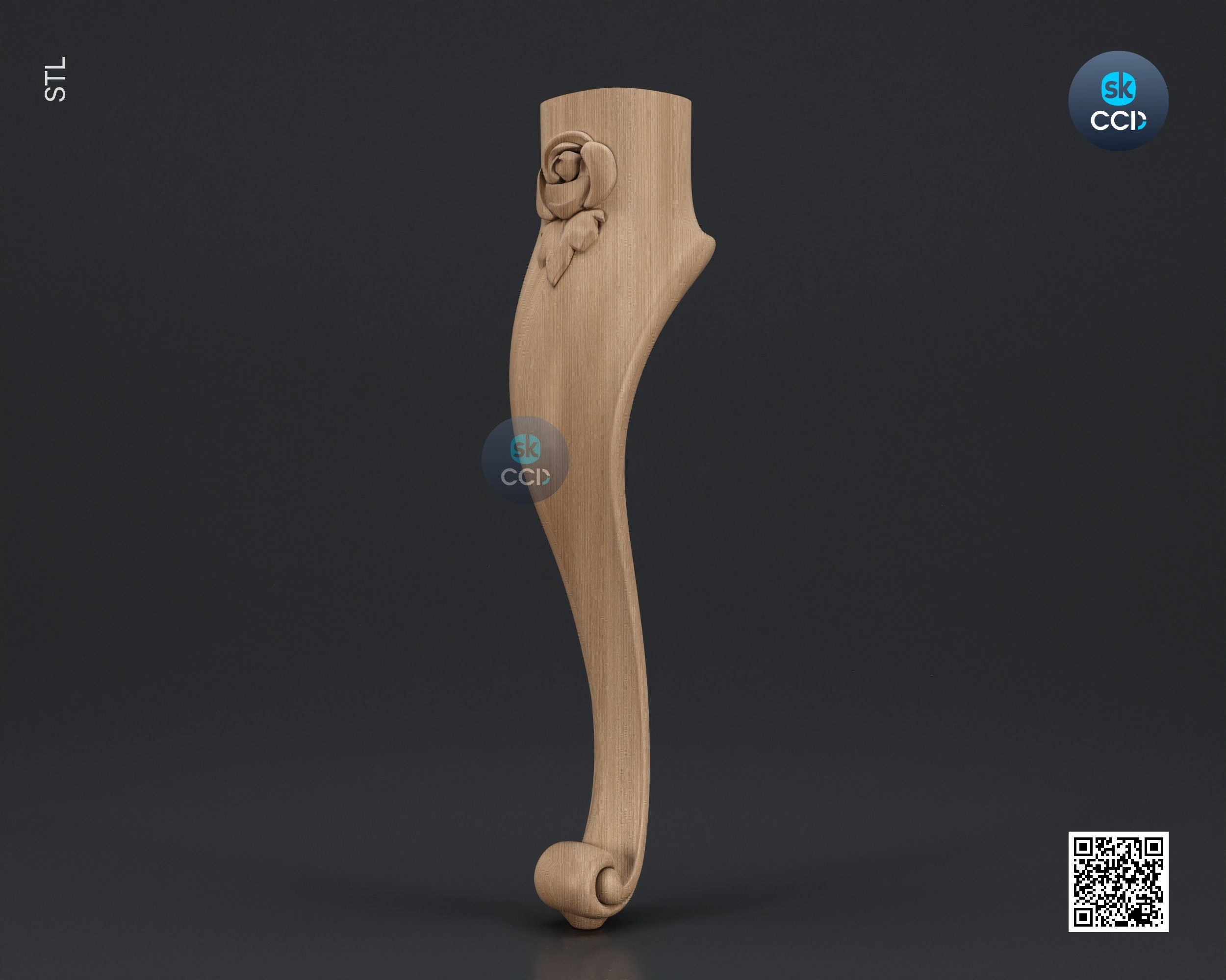 Furniture Leg 3D Model For Cnc Router, Wood Carving Digital File, Column Design, Model No. SKWL1038