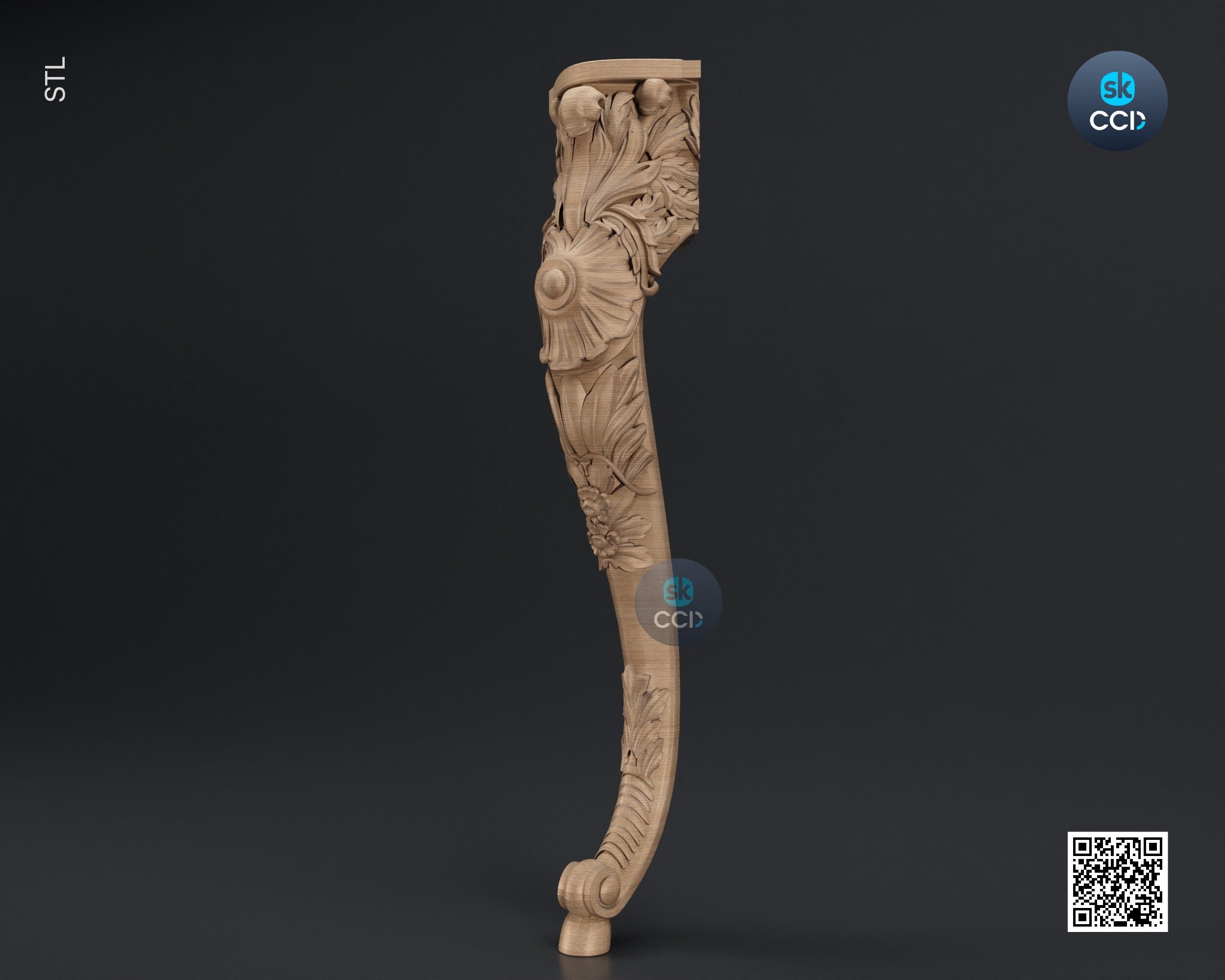 Furniture Leg 3D Model For Cnc Router, Wood Carving Digital File, Column Design, Model No. SKWL1032