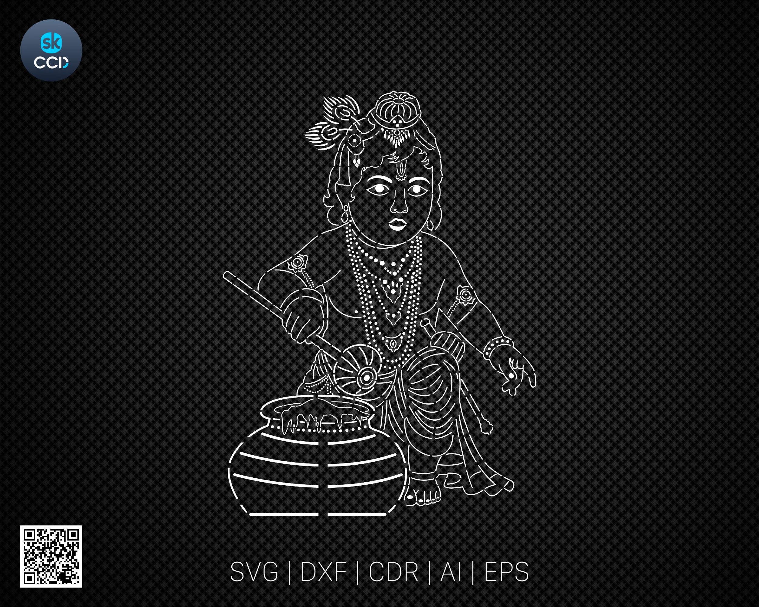 Krishna | Lord Krishna Indian God | Krishna Wall Decor | Laser Cutting Design | DXF Vector | Cnc Instant Download File | Cnc Digital Design