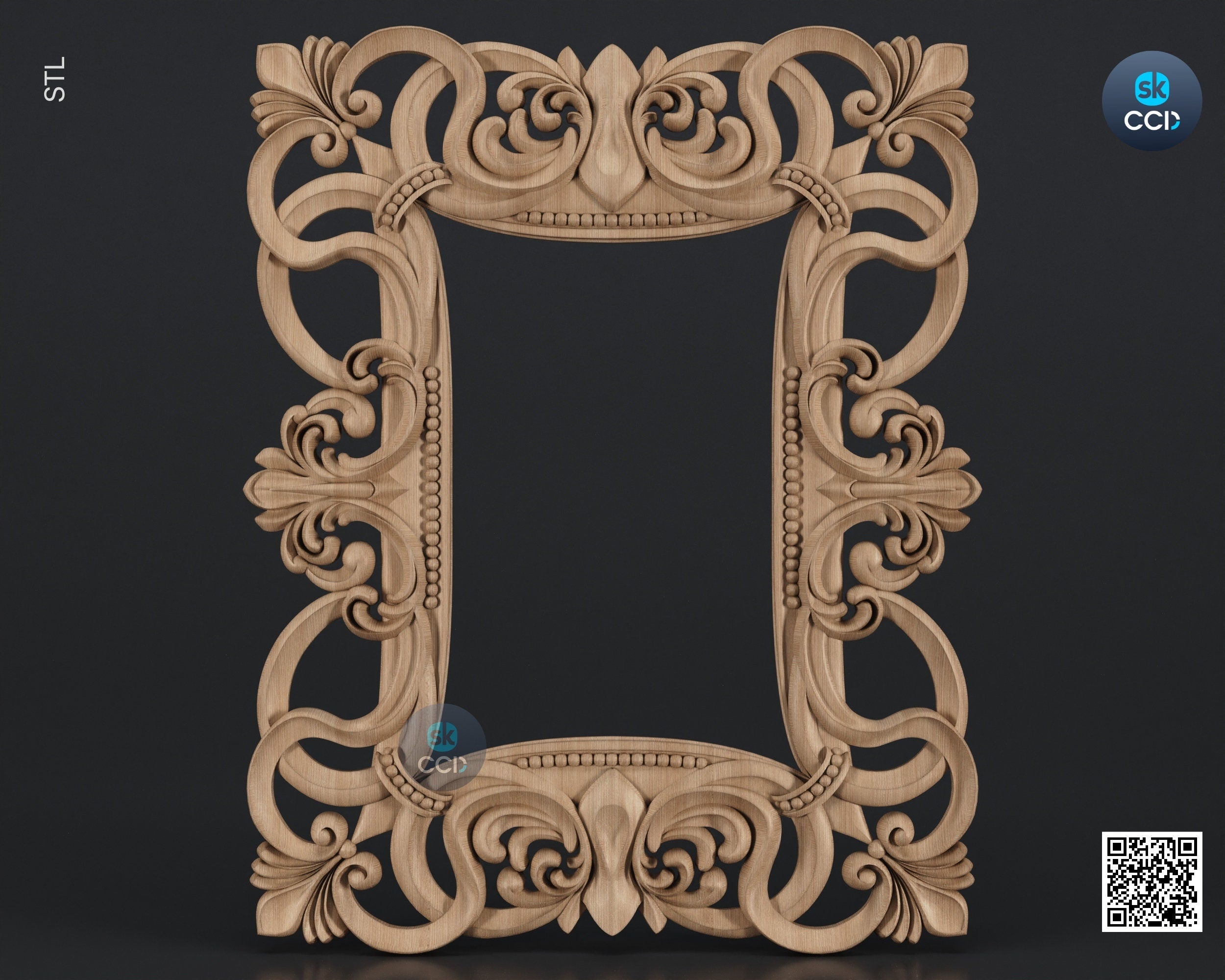 Carved Frame STL 3D Model, Carvign Frame, CNC Router Carving ArtCAM File, CNC files, Wood, Art, Wall Decor SKWF10148
