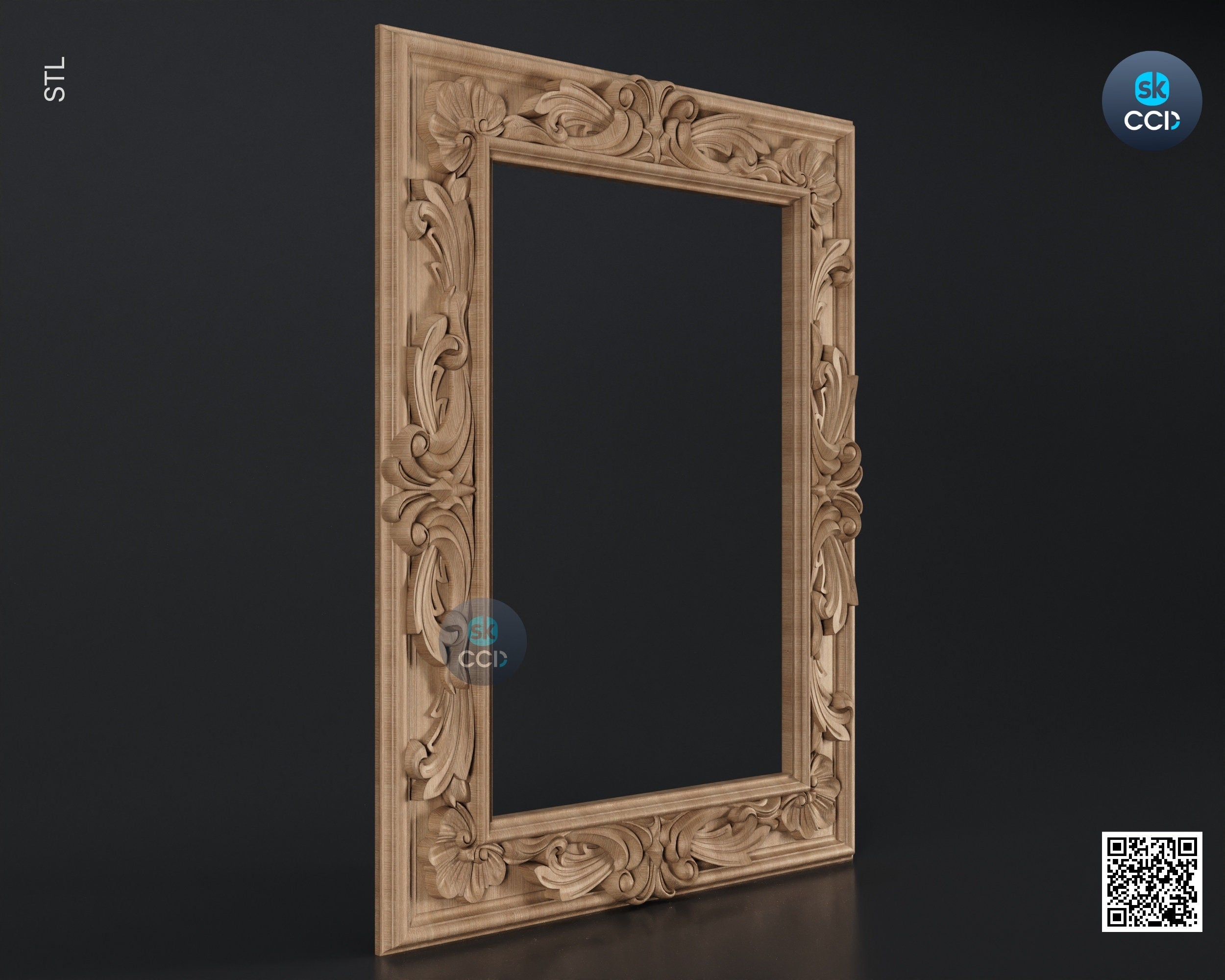 Carved Frame STL 3D Model, Carvign Frame, CNC Router Carving ArtCAM File, CNC files, Wood, Art, Wall Decor SKWF10127