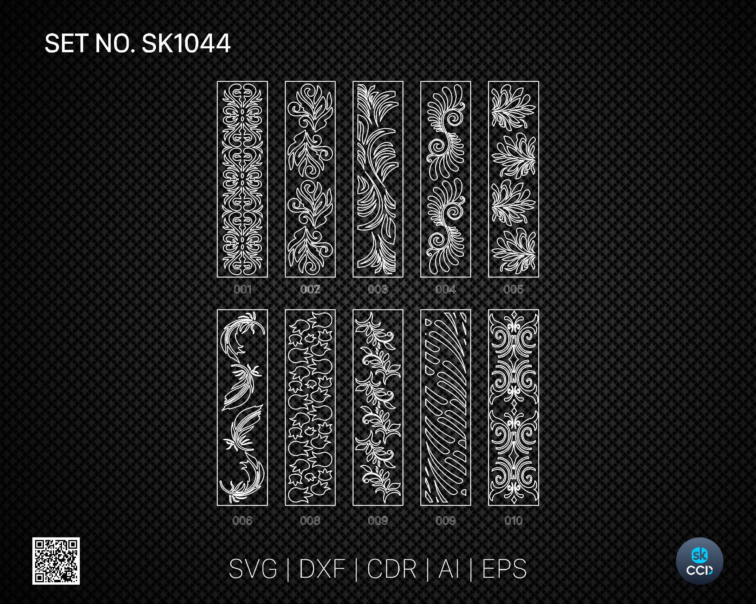 20 Decorative panel | Set SK1043 / 44 | Room Divider, Screen, Partitions, Door Panel Laser, Cnc, Plasma, Cricut File CDR, Svg, AI, Dxf, Eps