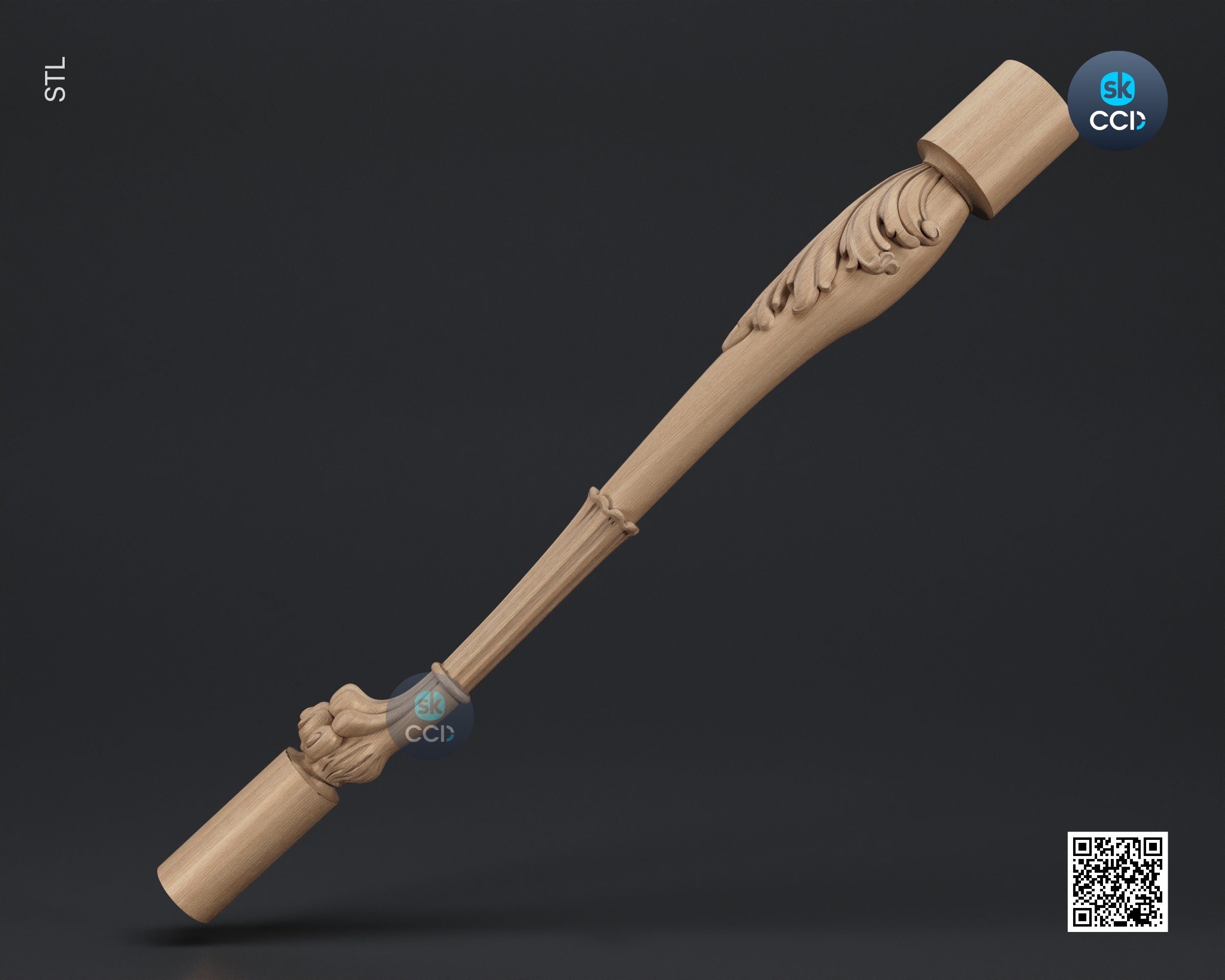 Furniture Leg 3D Model For Cnc Router, Wood Carving Digital File, Column Design, Model No. SKWL1001
