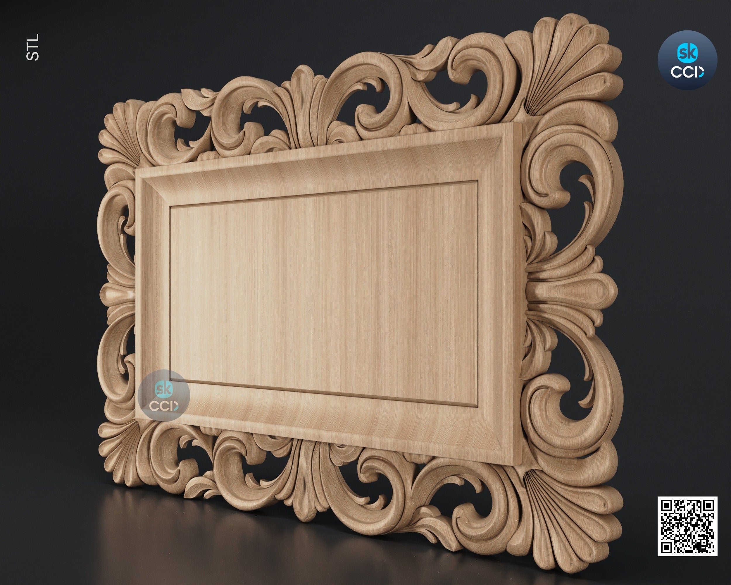 Carved Frame STL 3D Model, Carvign Frame, CNC Router Carving ArtCAM File, CNC files, Wood, Art, Wall Decor SKWF10231