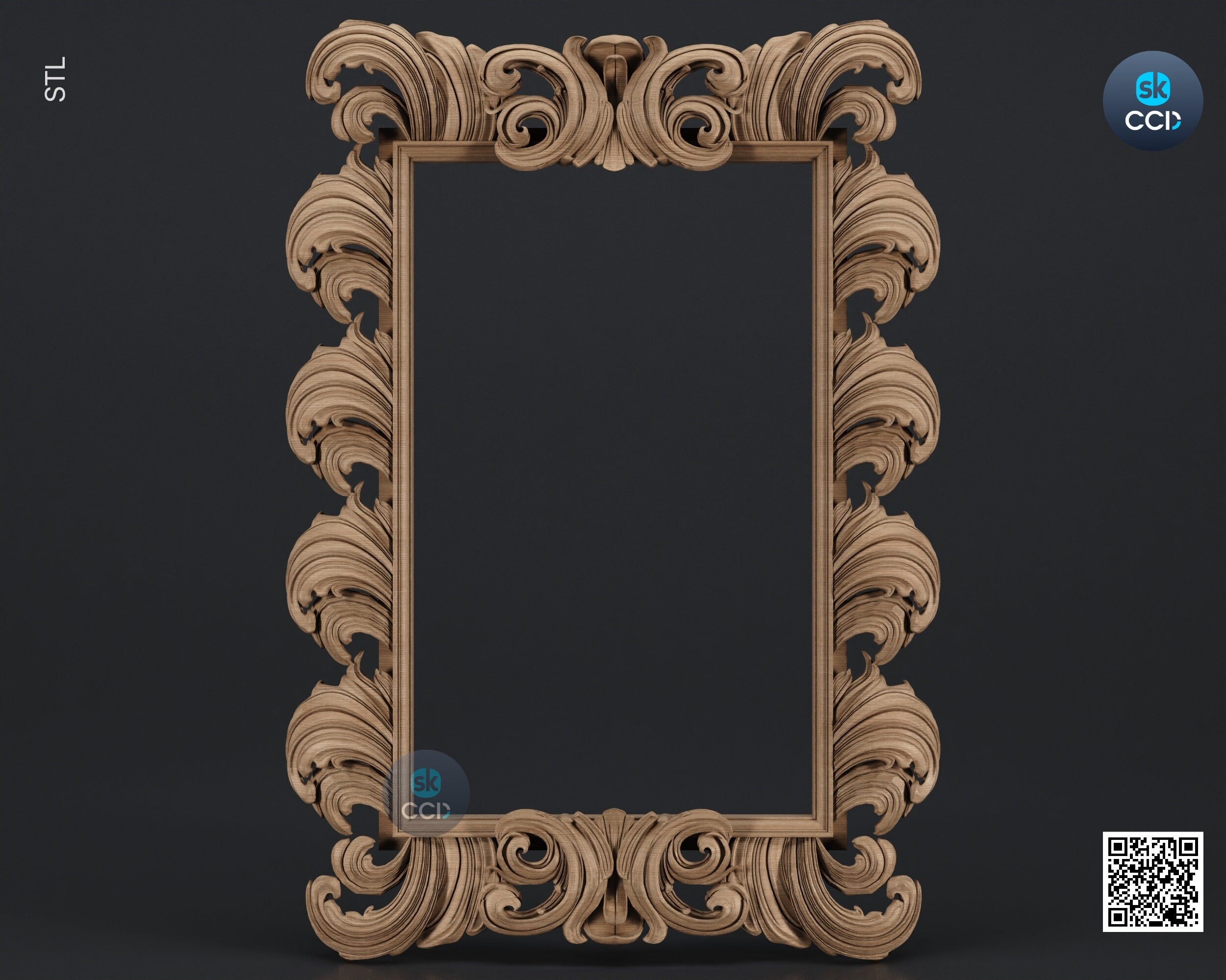 Carved Frame STL 3D Model, Carvign Frame, CNC Router Carving ArtCAM File, CNC files, Wood, Art, Wall Decor SKWF1058