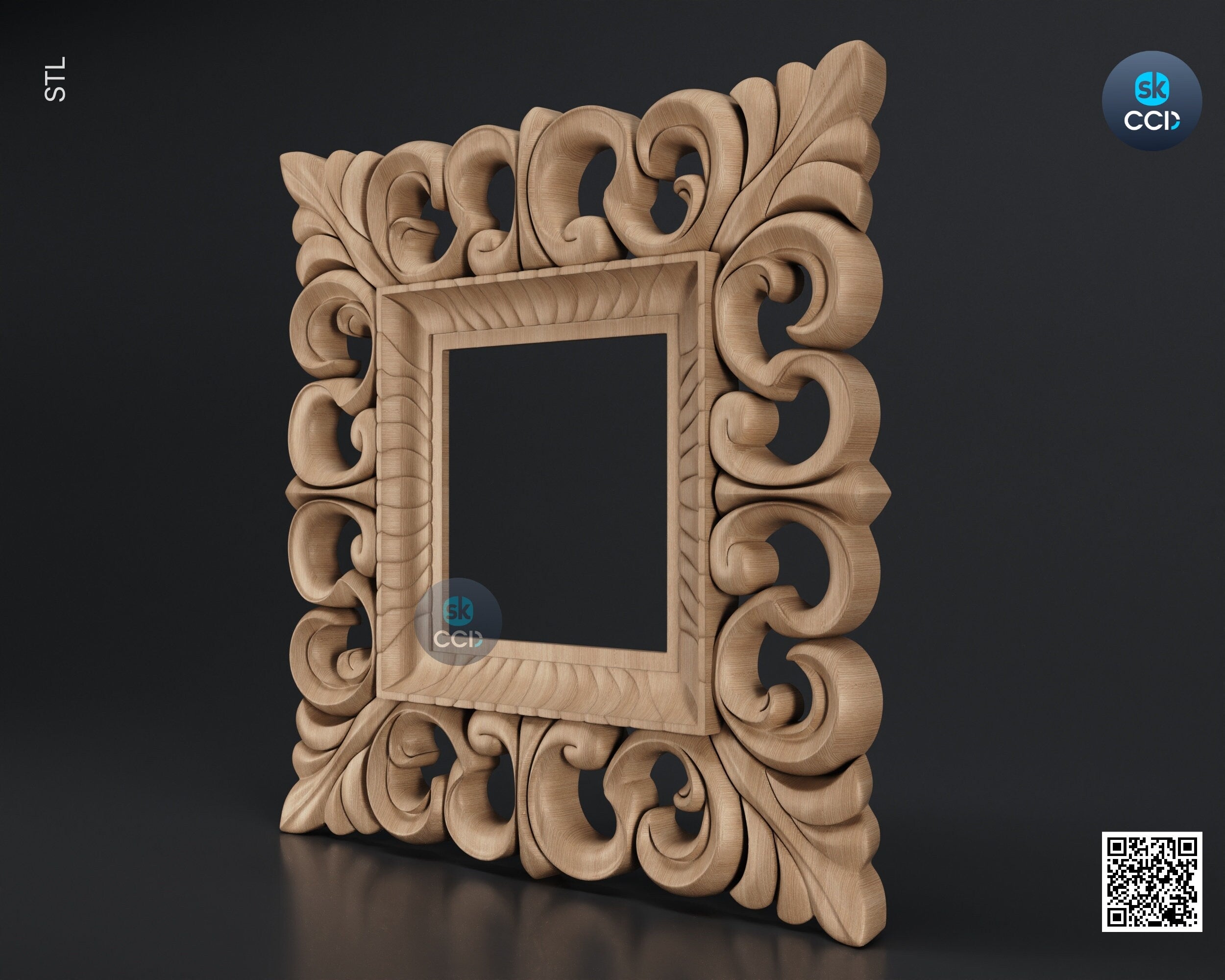 Carved Frame STL 3D Model, Carvign Frame, CNC Router Carving ArtCAM File, CNC files, Wood, Art, Wall Decor SKWF1048
