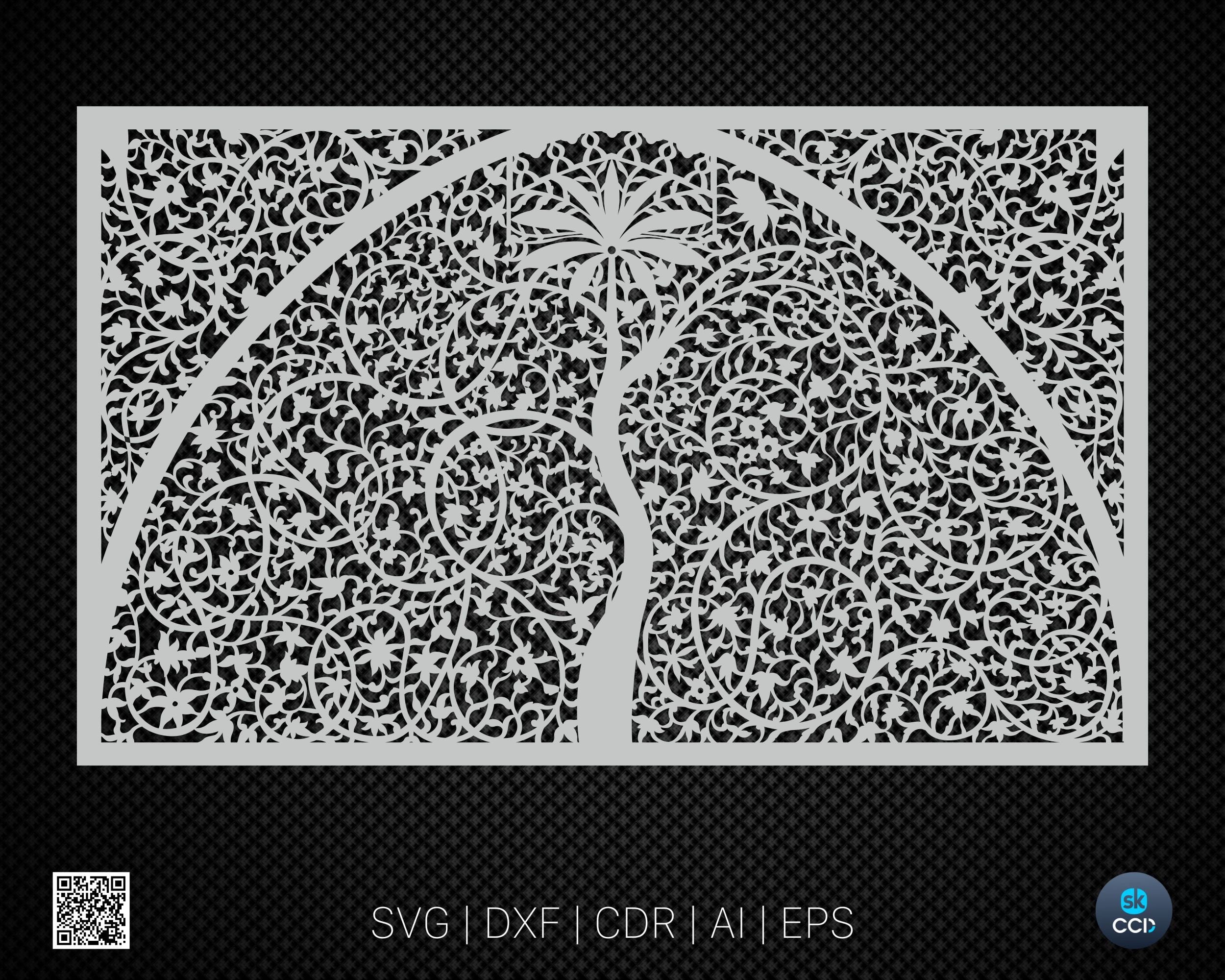 Sidi Saiyyad Mosque Laser Cutting Design Decorative Wall Art Laser Cut File Dxf, Svg, Cdr, Eps Vector file 2D1030