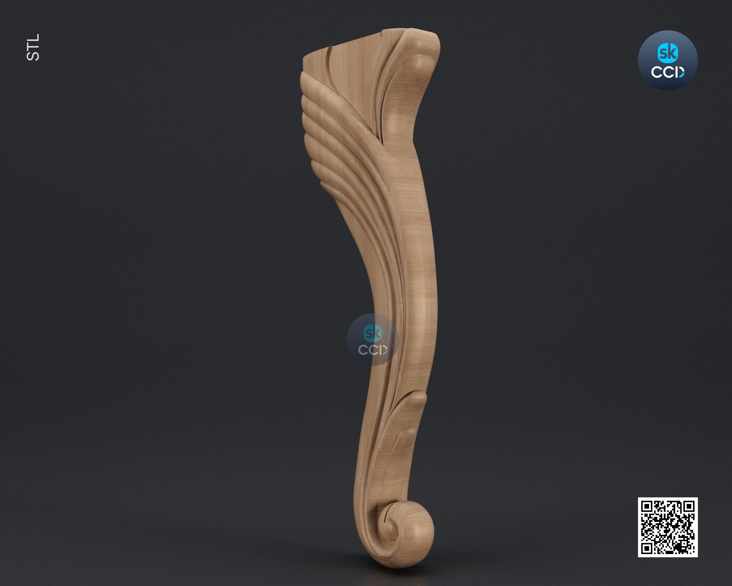 Furniture Leg 3D Model For Cnc Router, Wood Carving Digital File, Column Design, Model No. SKWL1040