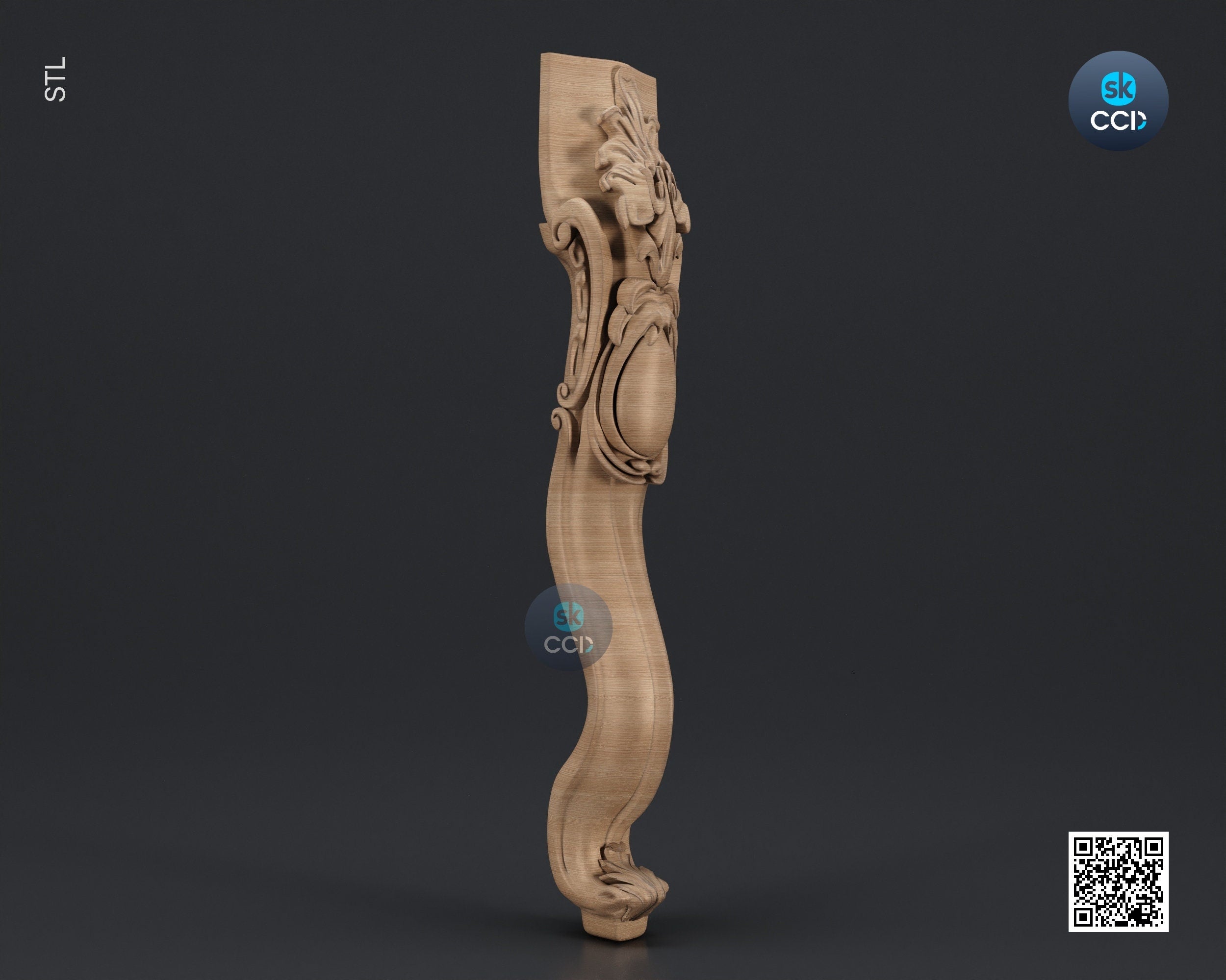 Furniture Leg 3D Model For Cnc Router, Wood Carving Digital File, Column Design, Model No. SKWL1029